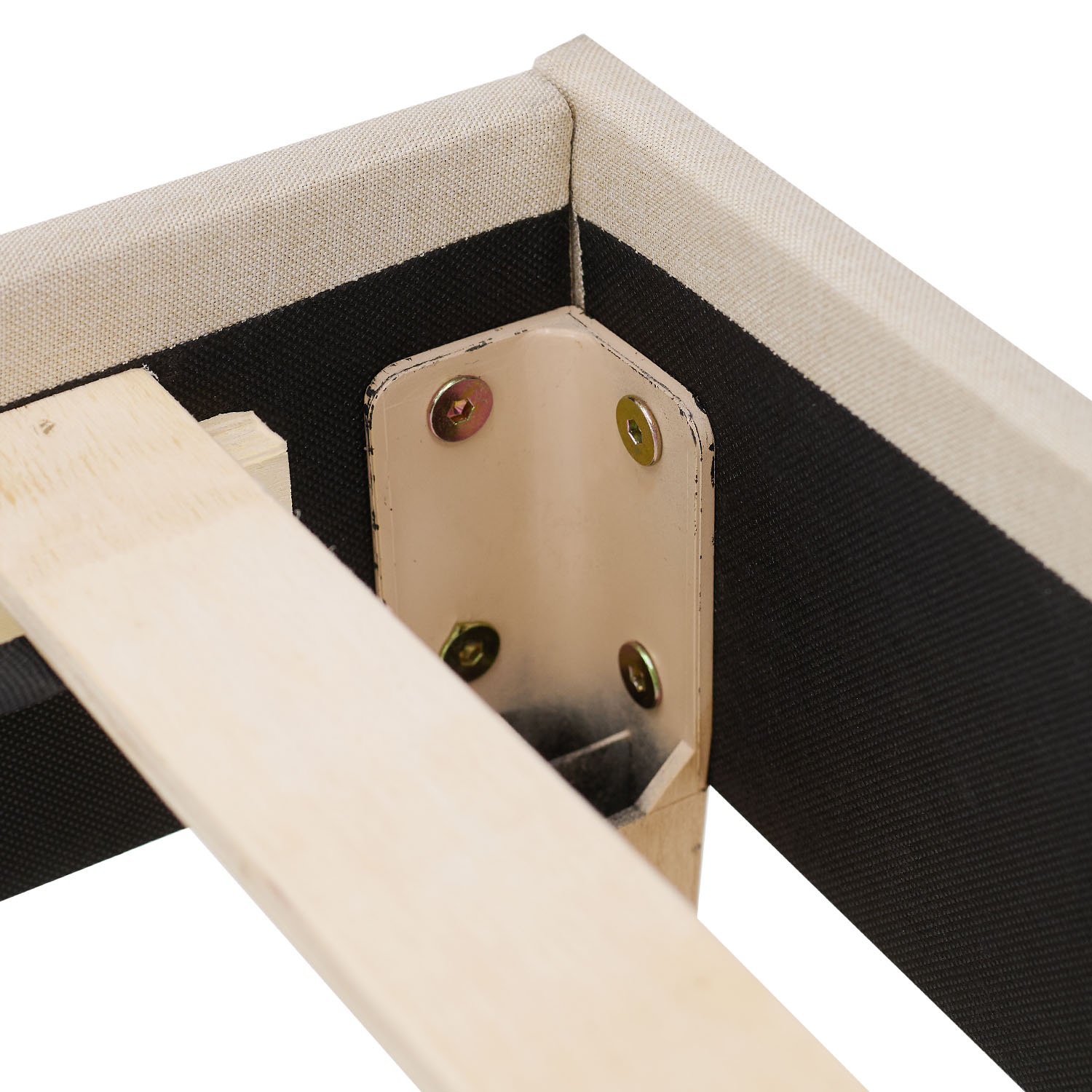 Upholstered bed 140x200 cm beige | futon bed | with slatted frame | double fabric bed frame