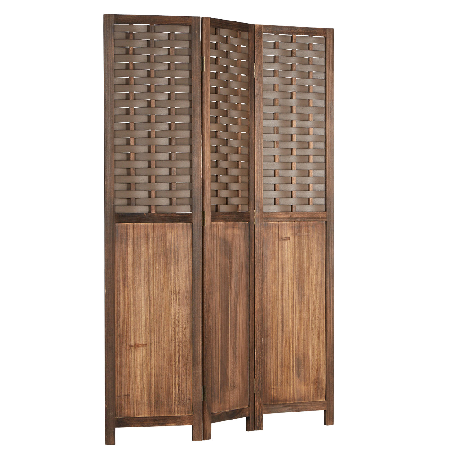 Paravent Brown Rattan-Style | 3-panel | Wood | Room Divider Partition Privacy Screen