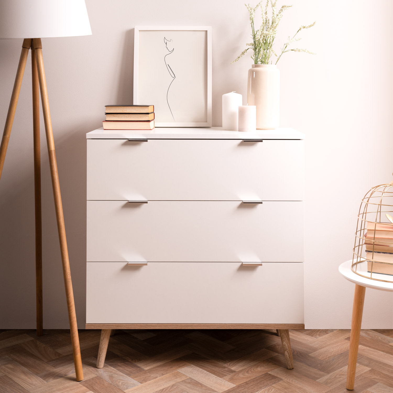 Dresser Sideboard White Wood with Drawers Bedroom Wardrobe