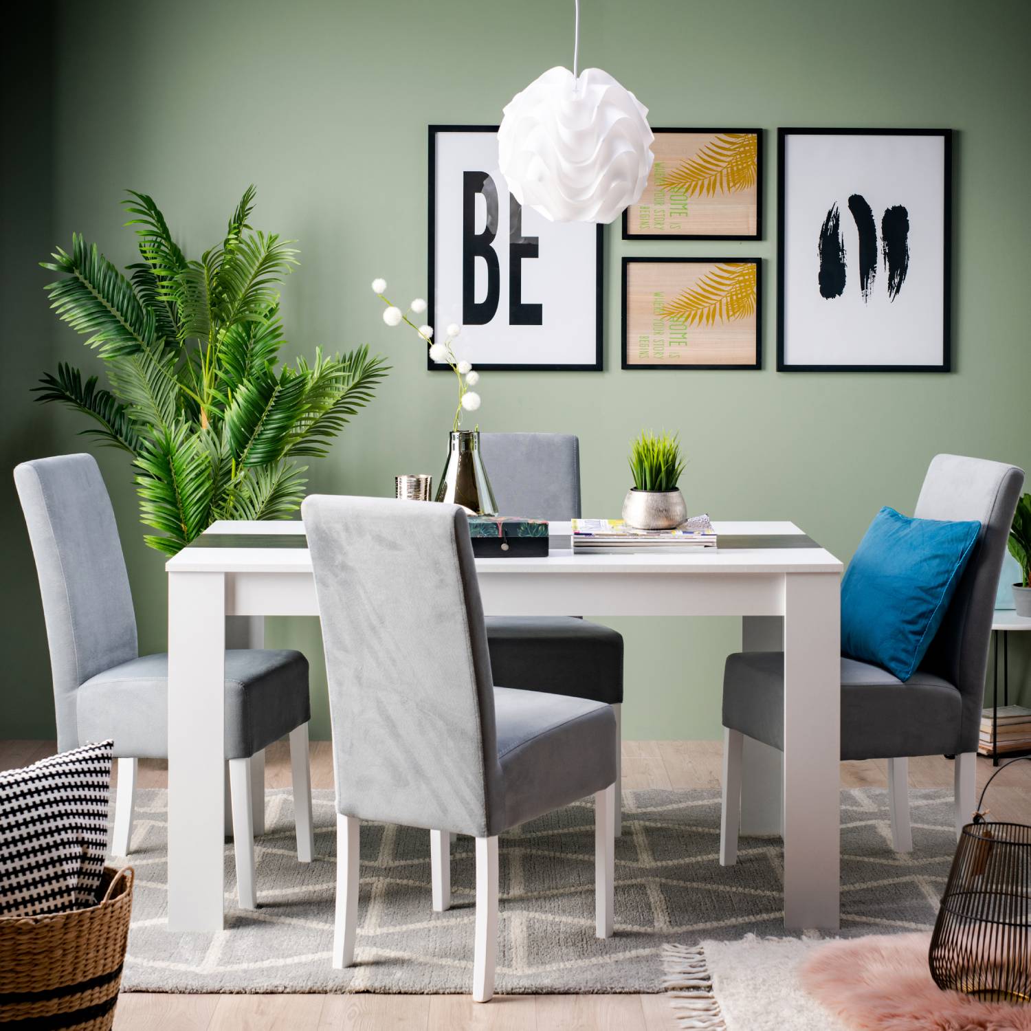 Modern Dining Table Kitchen Table Wooden Table 135x80 cm White Black 6 Seater