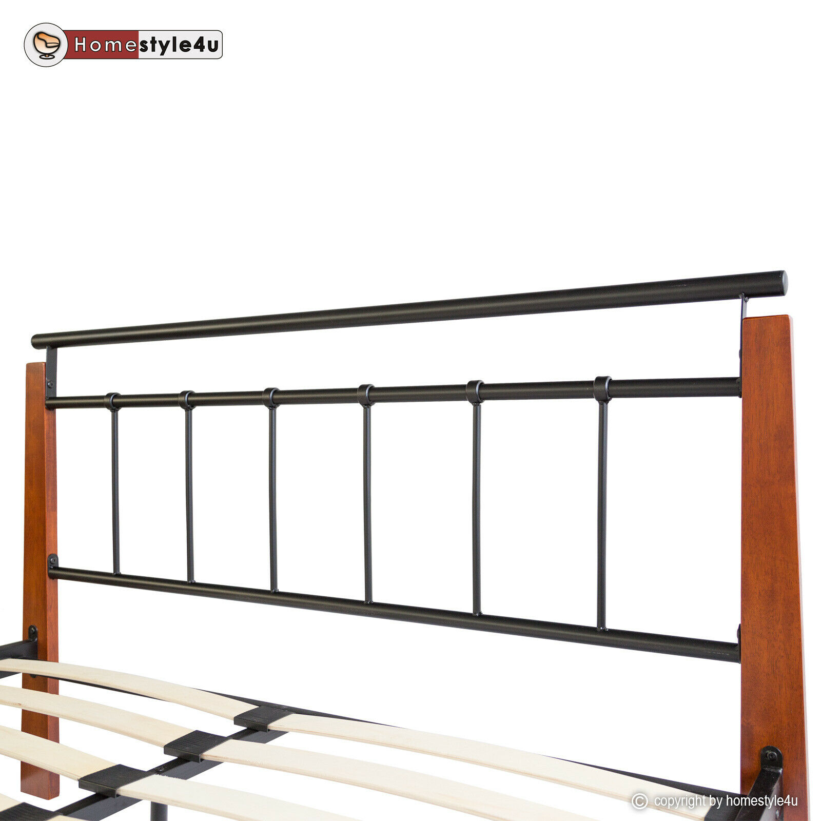 Metal Bed Iron Bed Double 180 x 200 Wood Slatted black brown bed frame 5072 Metal Bed Iron Bed Double 180 x 200 Wood Slatted black brown bed frame 5072