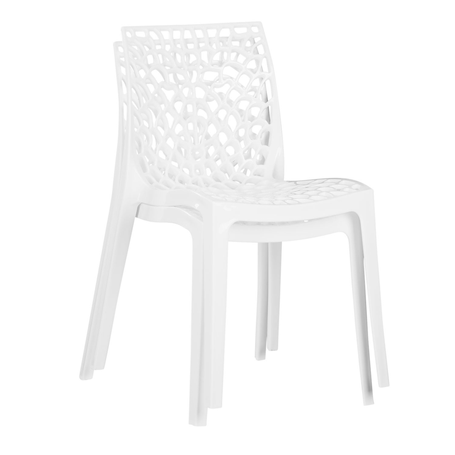 Design Garden chair Set of 2, 4, 6 White Modern Camping chairs Outdoor chairs Plastic Stacking chairs