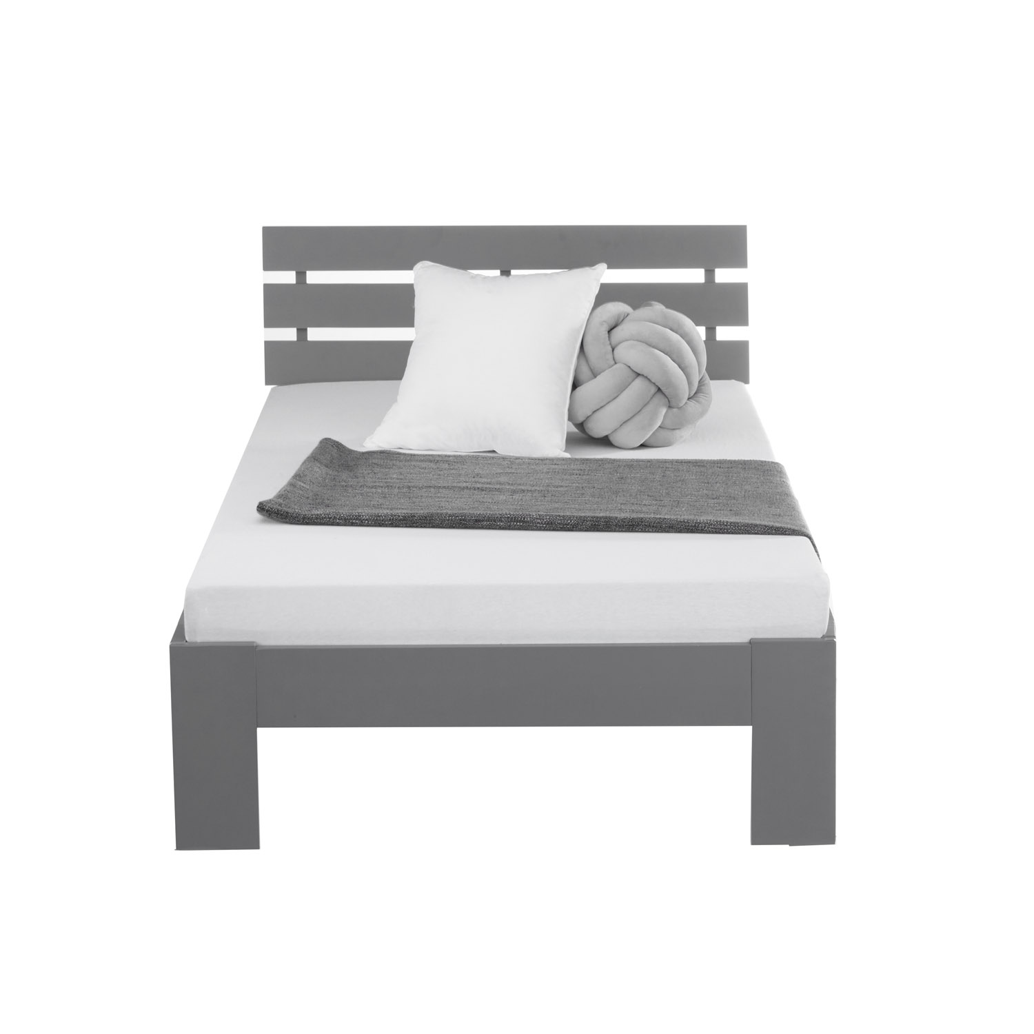Wood Bed 90x200 cm Gray | Single Bed | with Slatted Frame | Solid | Kids Youth Guest Bedroom