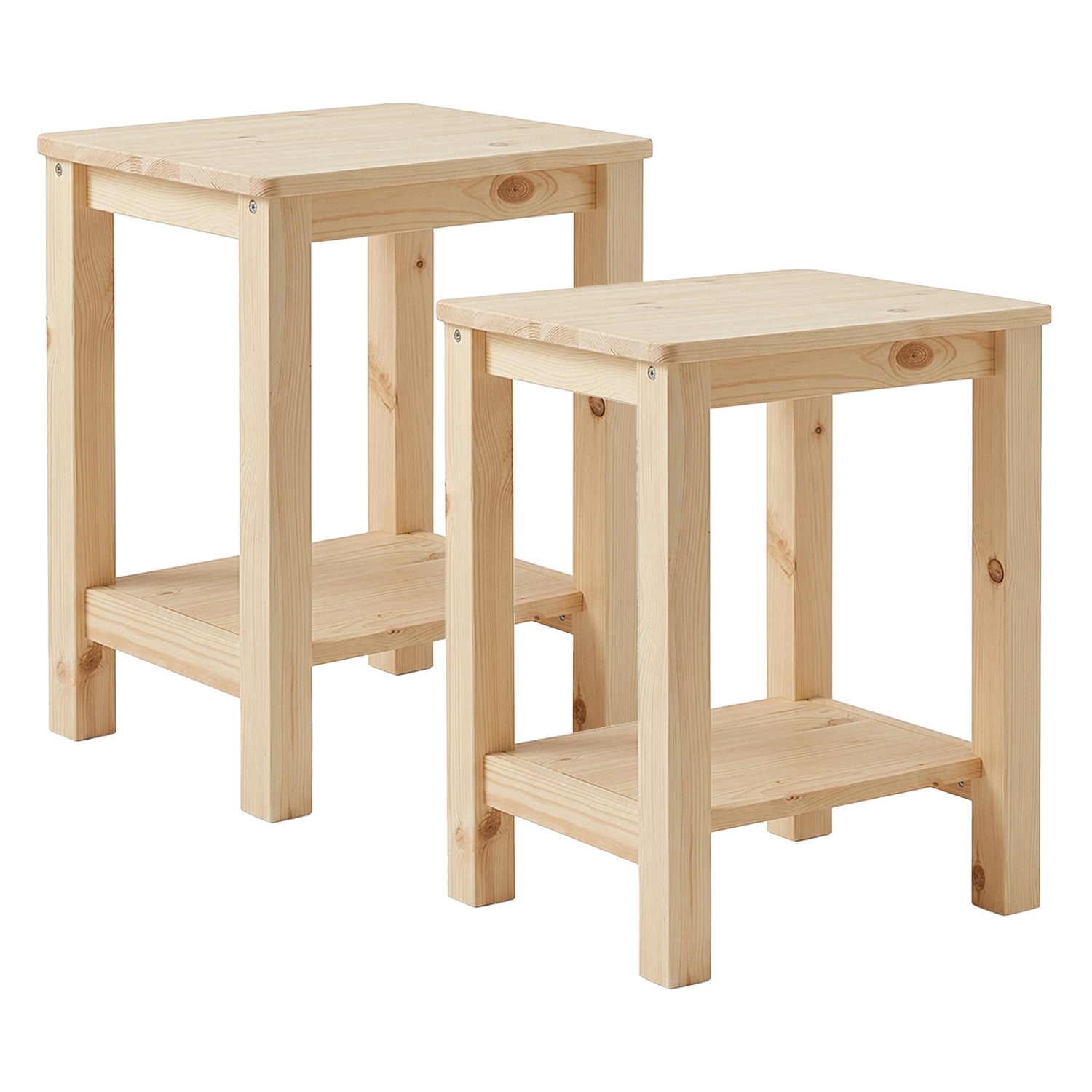 Wooden Stool Set of 2 Seat Stool Pine Wood Solid Table Stool Wardrobe Dining Room Dressing Room