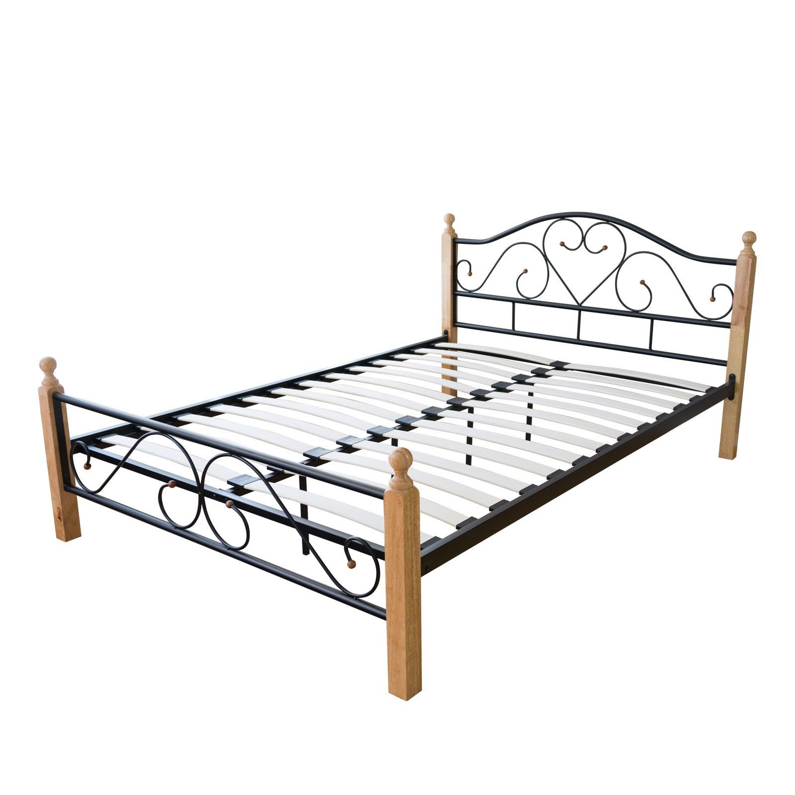 Metal Bed 160x200 Black Daybed Double Bed Youth Bed with Slatted Frame