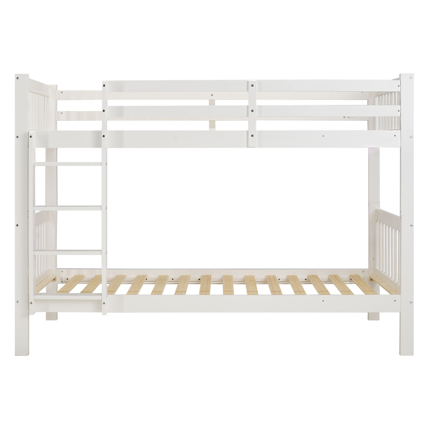 Bunk Bed 90x200 cm White | Kids Bed with Mattress | Fall Protection | Convertible | Massif pine wood