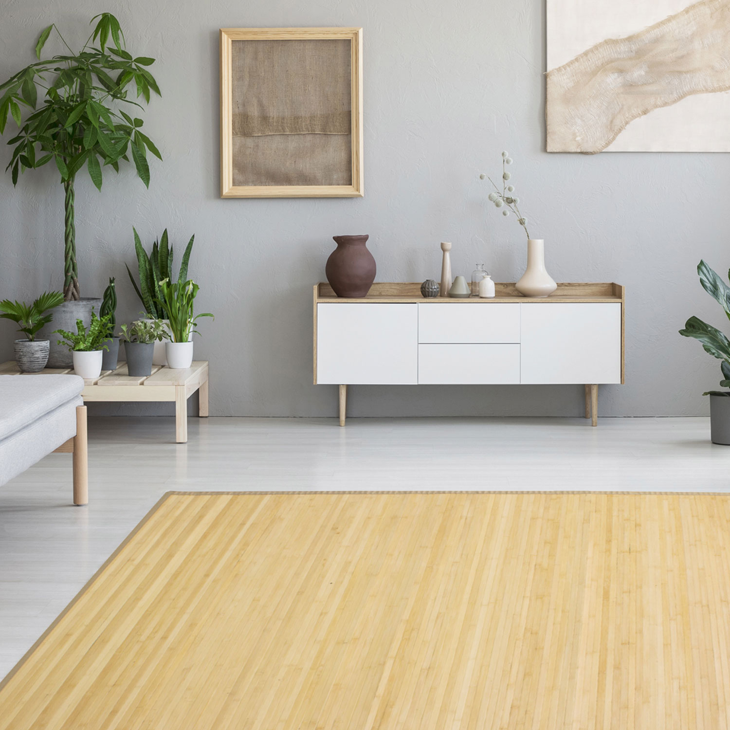 Bamboo carpet Rug 60 x 240 in light