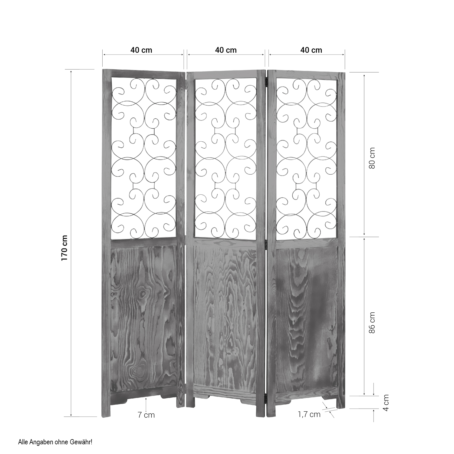 Paravent Raumteiler 3 fach Holz Trennwand spanische Wand Sichtschutz braun