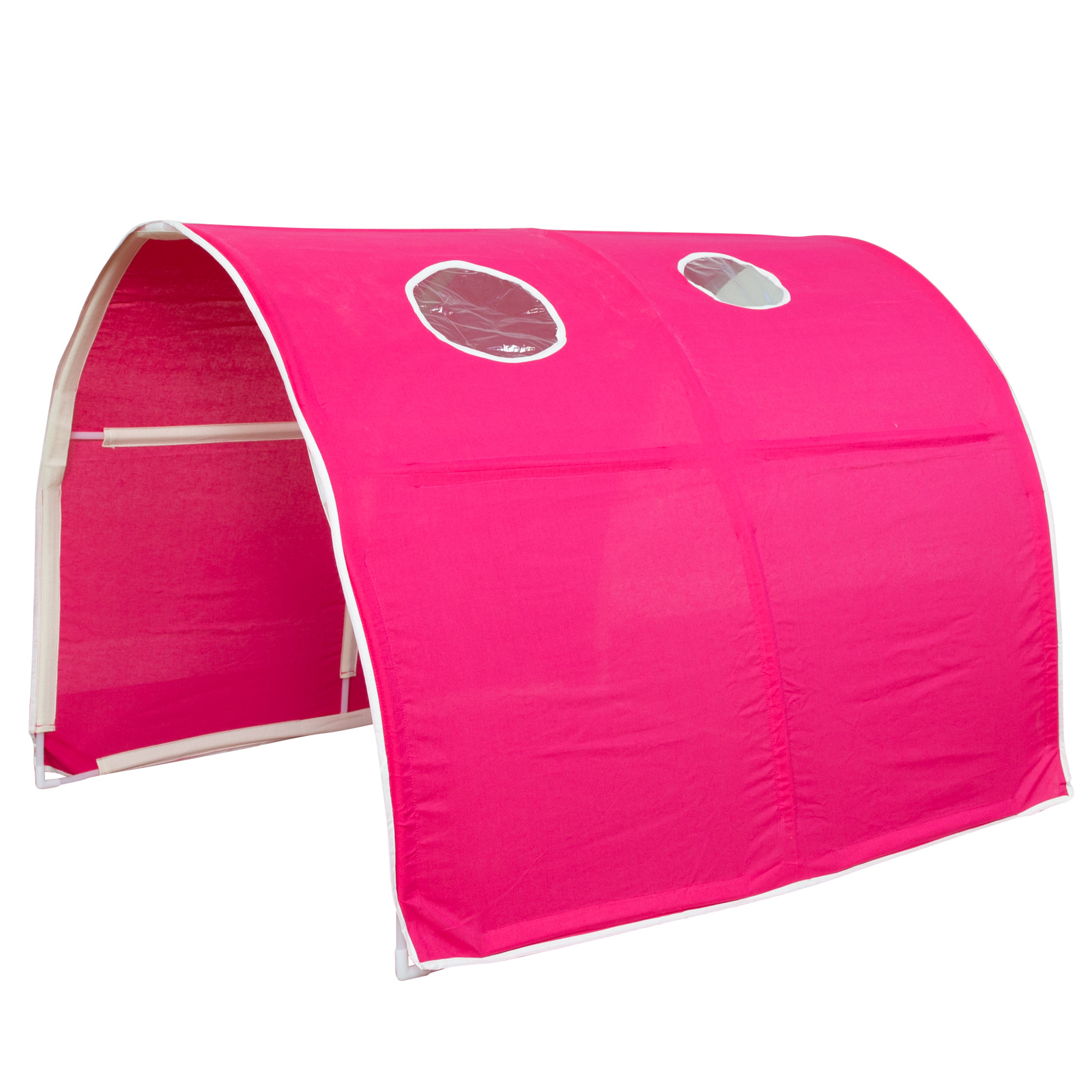 Hochbett mit Lattenrost 90x200 Rutsche Stockbett Kinderbett Holz Kiefer Vorhang Tunnel pink Spielbett