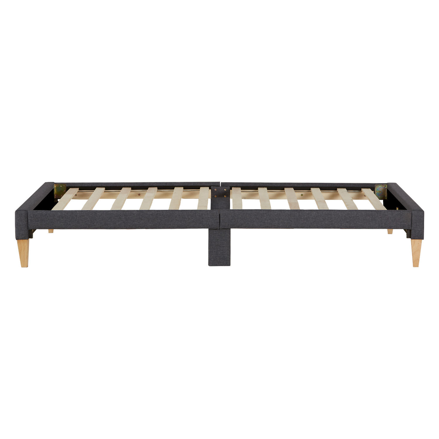 Upholstered Bed with Mattress 90x200 cm Slatts Grey Fabric Bed Single Bed Futon Bed Frame Platform Bed