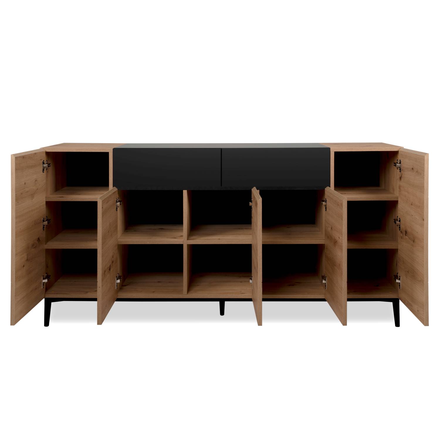 Sideboard Chest of Drawers Oak Wood in Natural Black Living Room Cabinet