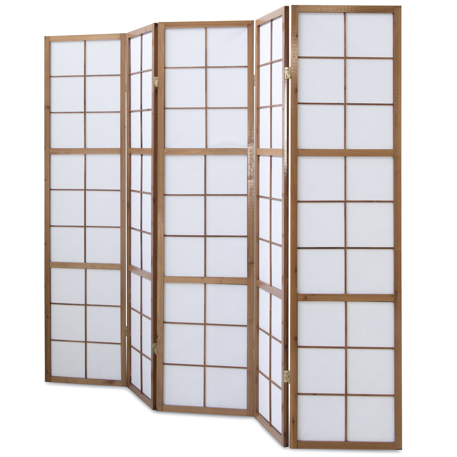 Paravent Brown Shoji Rice Paper White | 5-panel | Wood | Room Divider Partition Privacy Screen