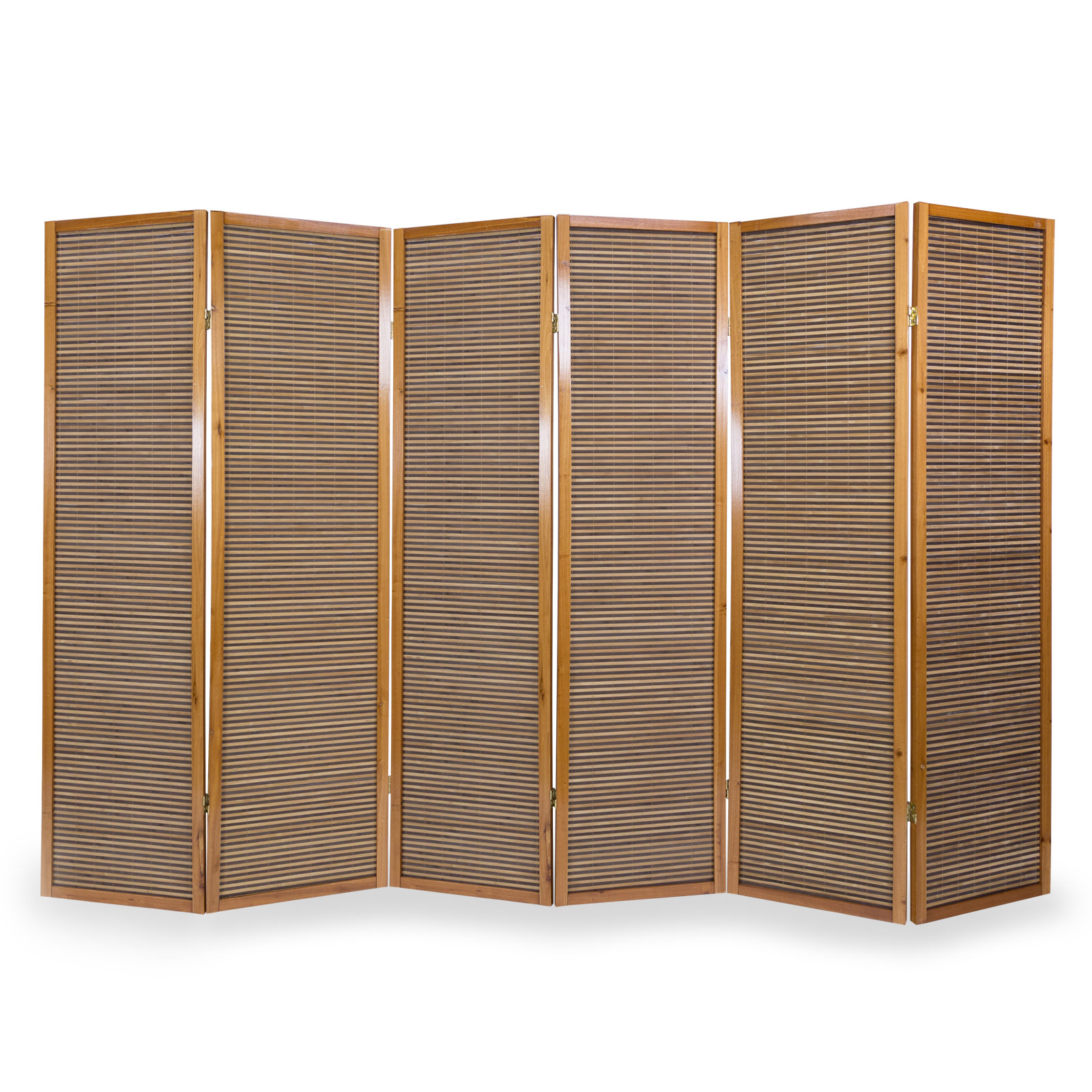 Paravent Room Divider 6 Parts Wood Privacy Screen Brown
