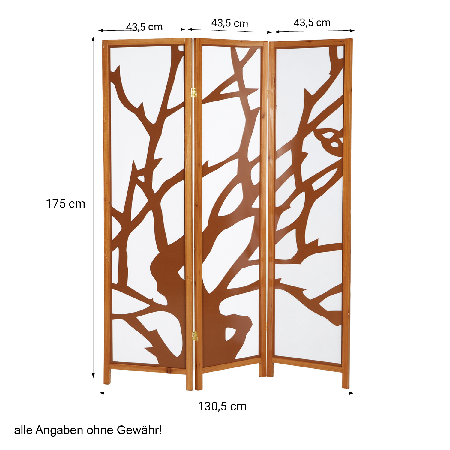 Paravent Brown Shoji Rice Paper White Tree | 3-panel | Wood | Room Divider Partition Privacy Screen
