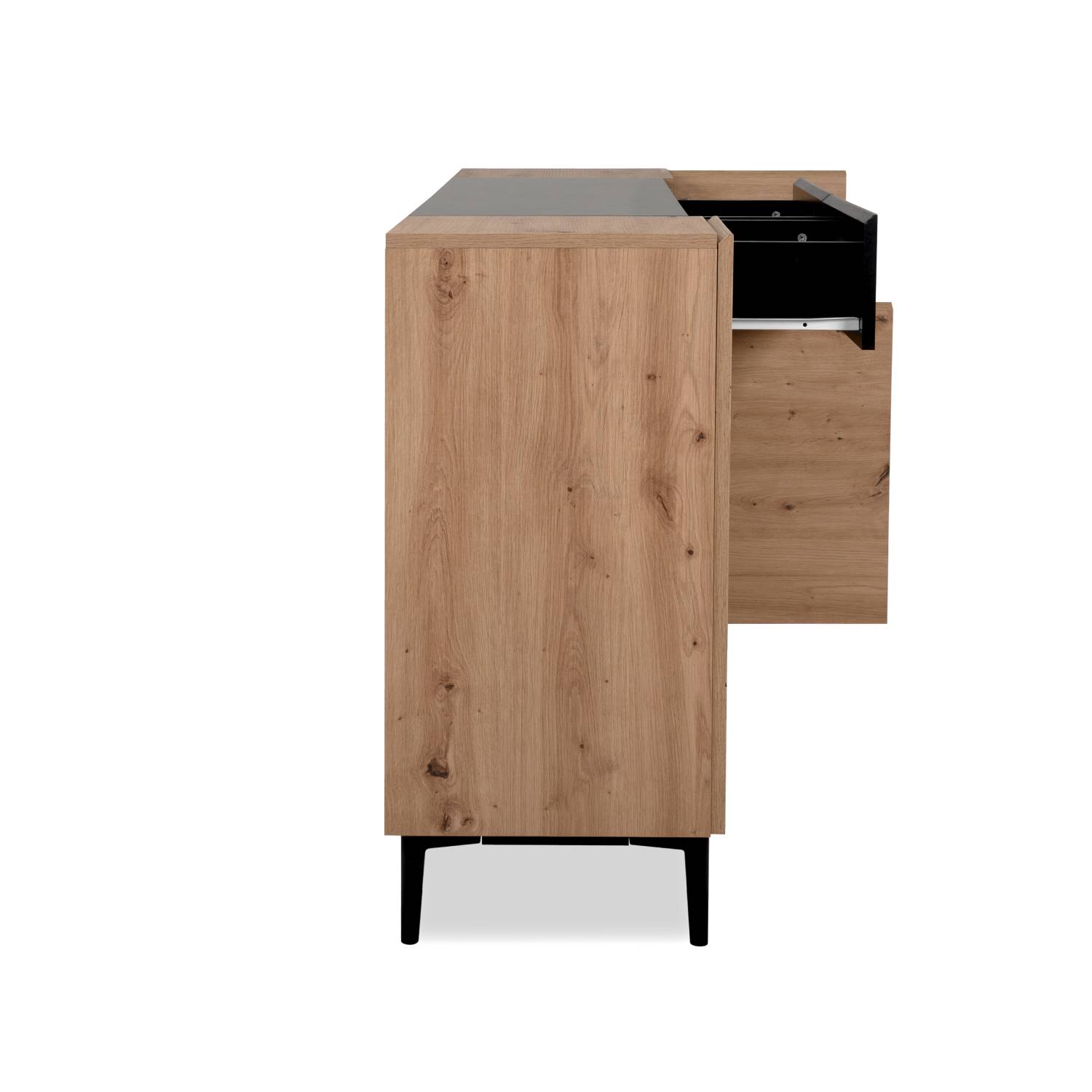 Sideboard Chest of Drawers Oak Wood in Natural Black Living Room Cabinet