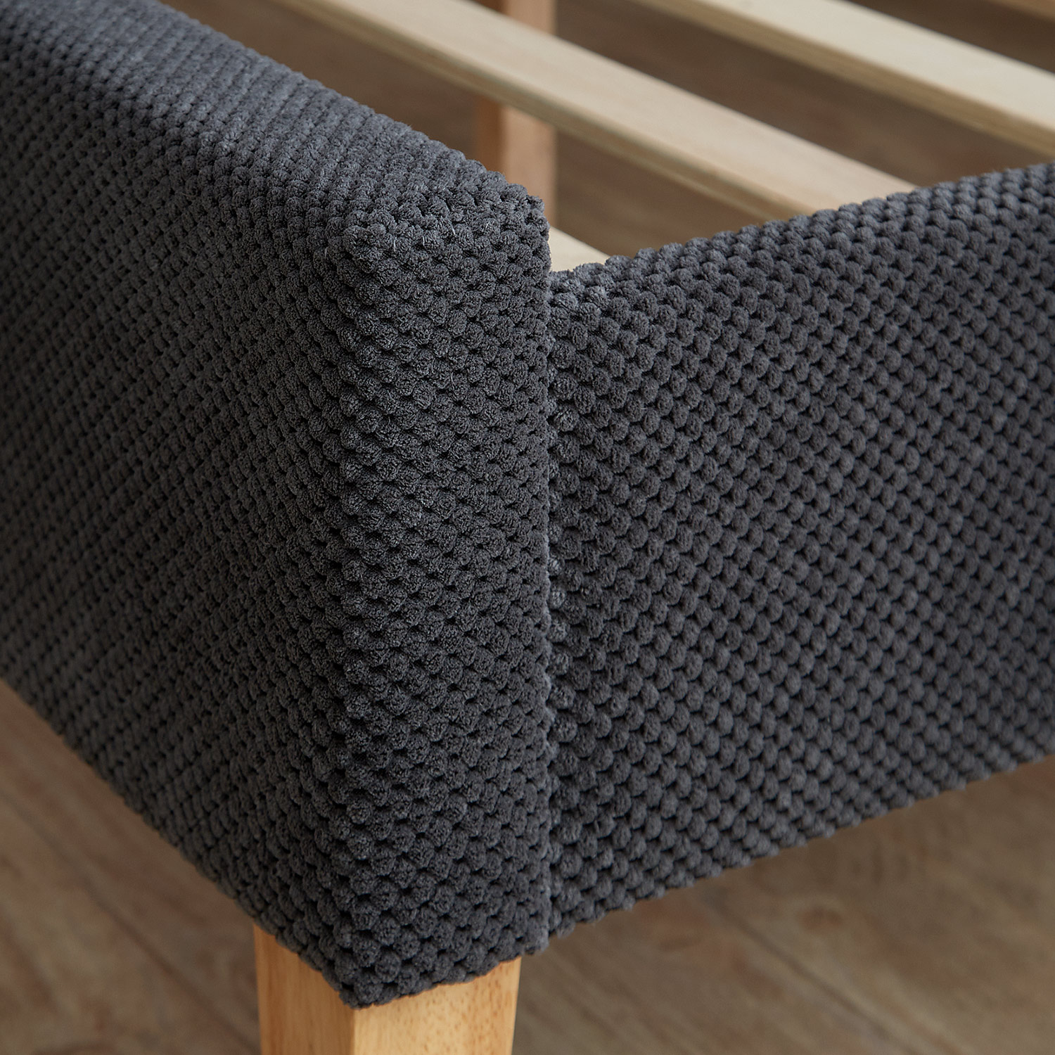 Upholstered bed 140x200 cm grey anthracite velvet | with slatted frame | double fabric bed frame