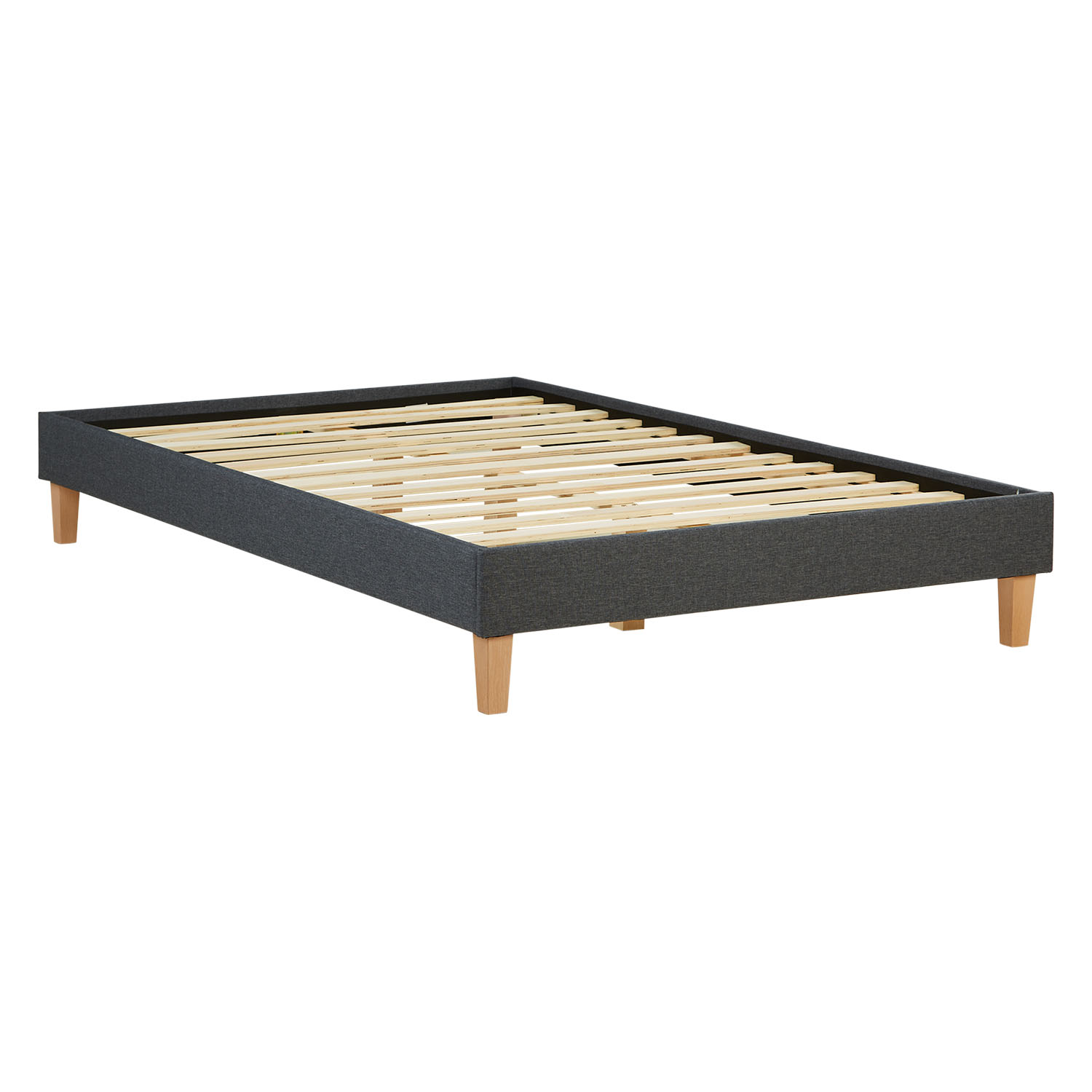 Upholstered Bed Frame Double Bed 120 x 200 cm Grey Futon Bed Platform Bed Fabric