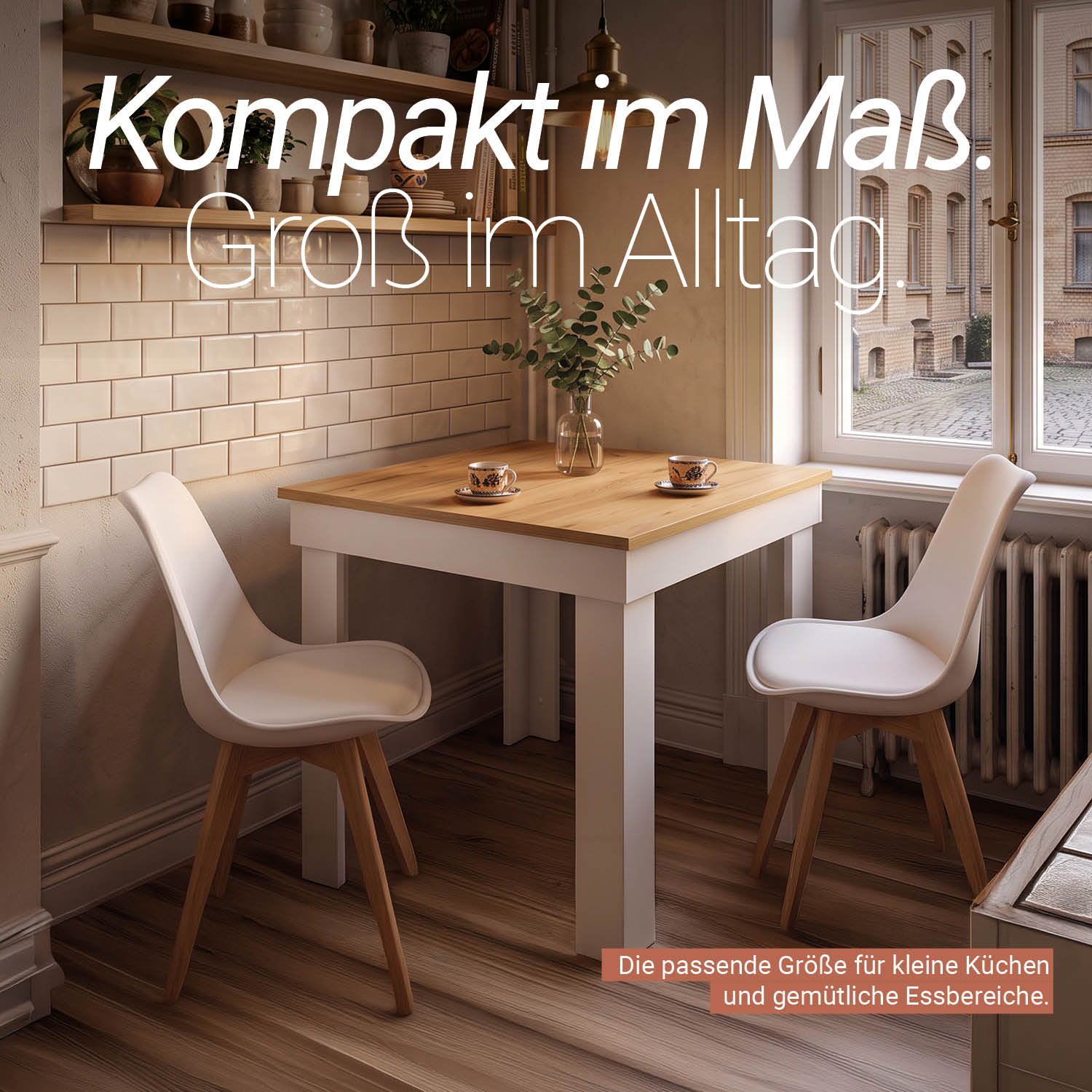 Modern Dining Table Kitchen Table Wooden Table 80x80 cm White 2 Seater Living Room Oak