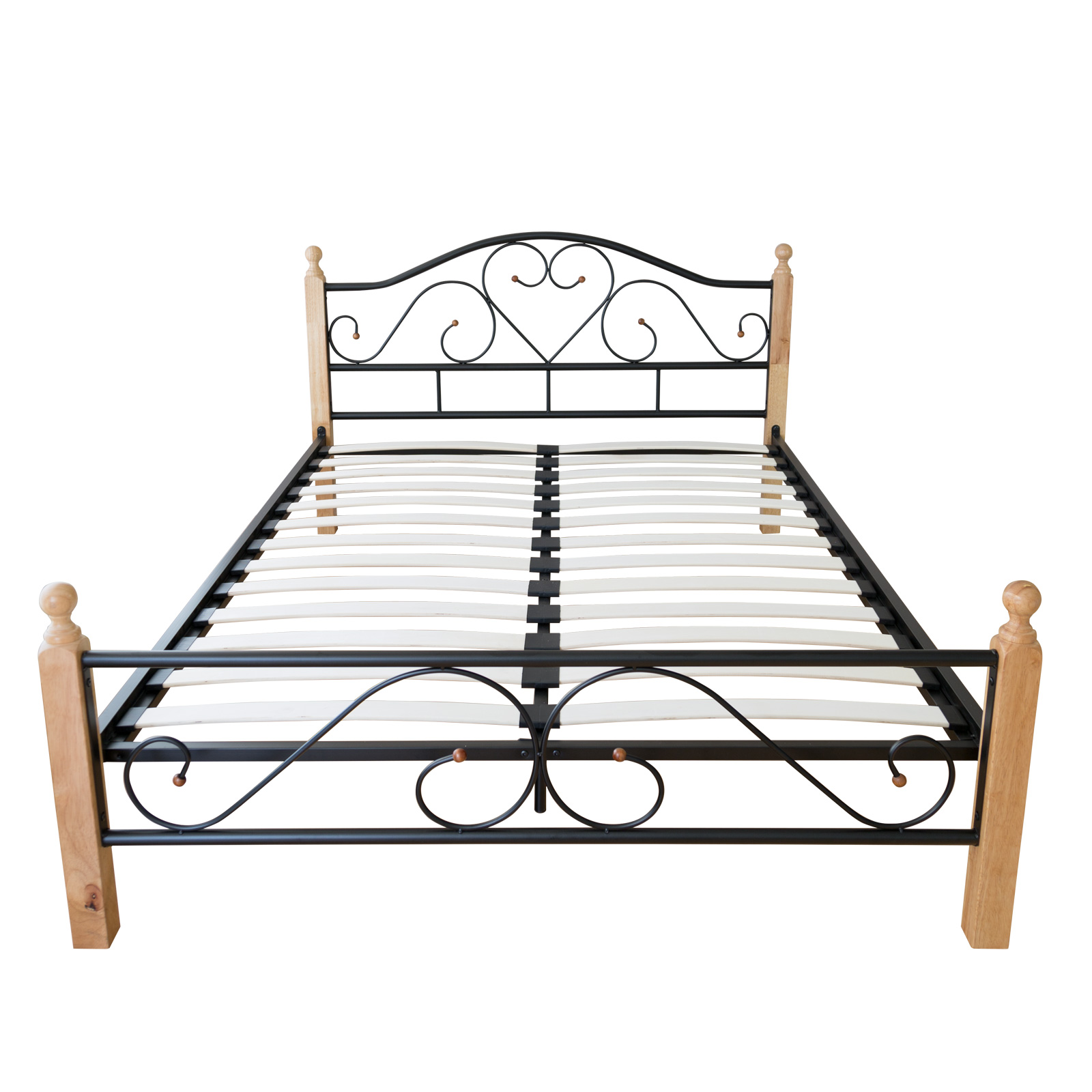 Metal Bed 160x200 Black Daybed Double Bed Youth Bed with Slatted Frame