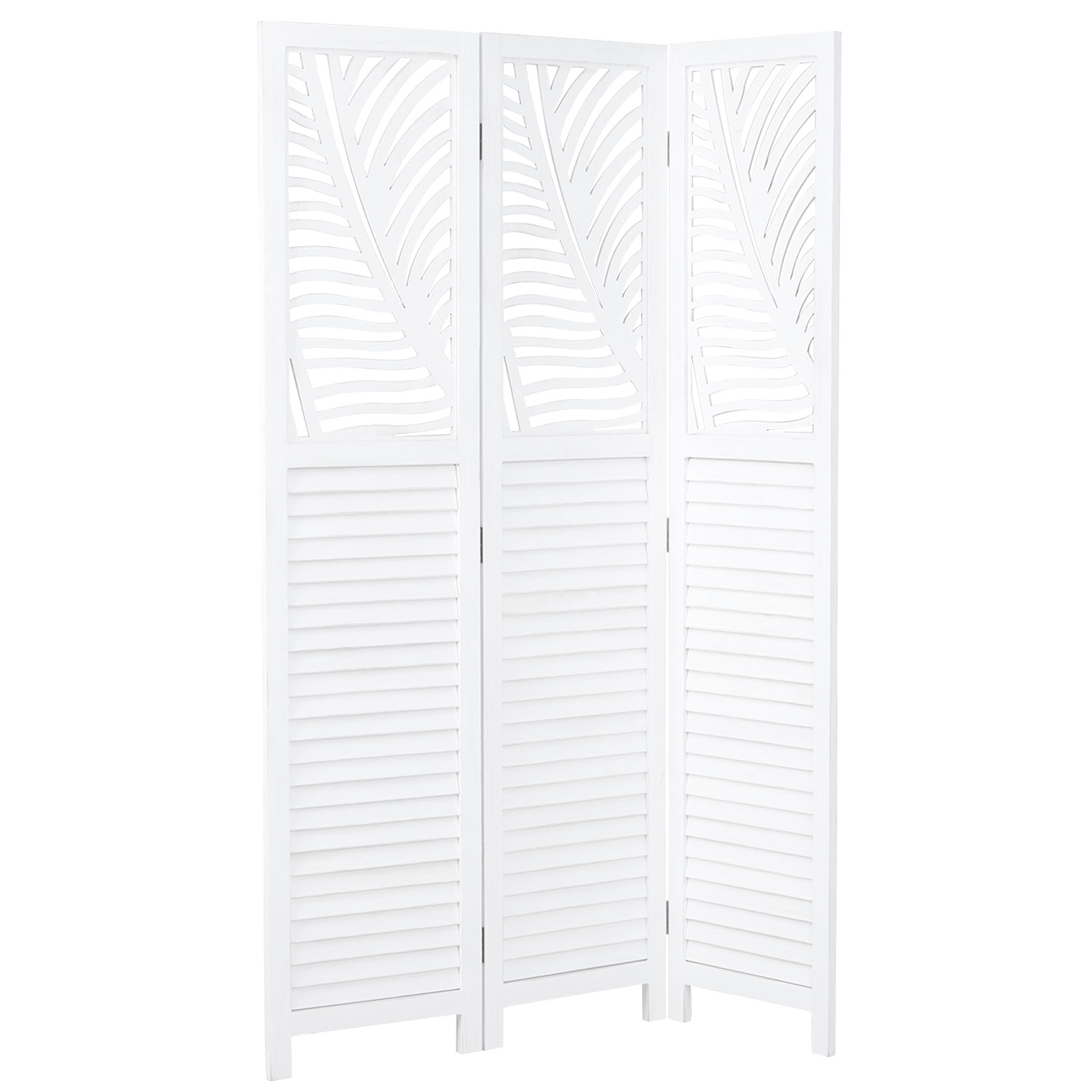 3 fold Wooden Paravent Room Divider Privacy Screen Partition Folding Vintage Look White