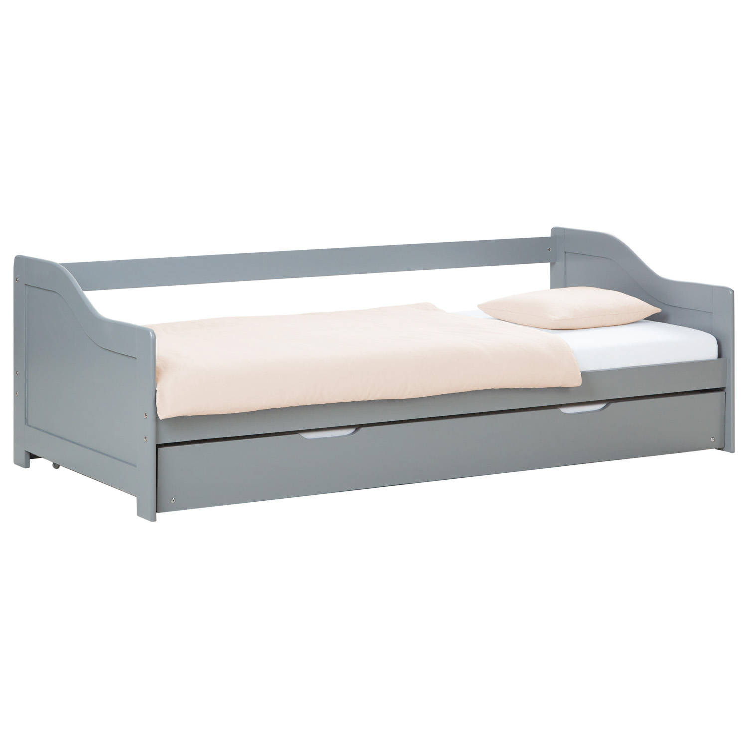 Wood Bed 90x200 cm Gray | Extendable to Double Bed | Cabin Bed | with Slatted Frame | Kids Youth Guest Bedroom