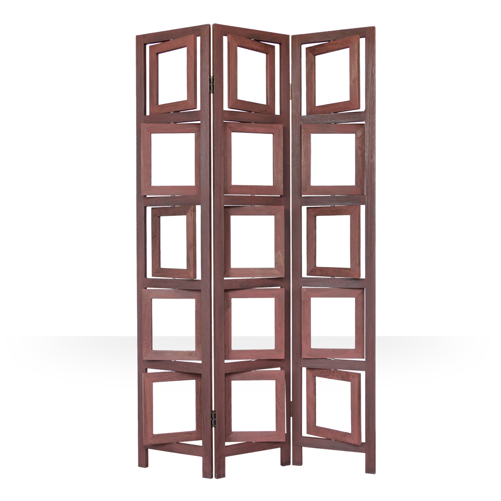 Paravent Pictures Photos Brown | 3-panel | Wood | Room Divider Partition Privacy Screen