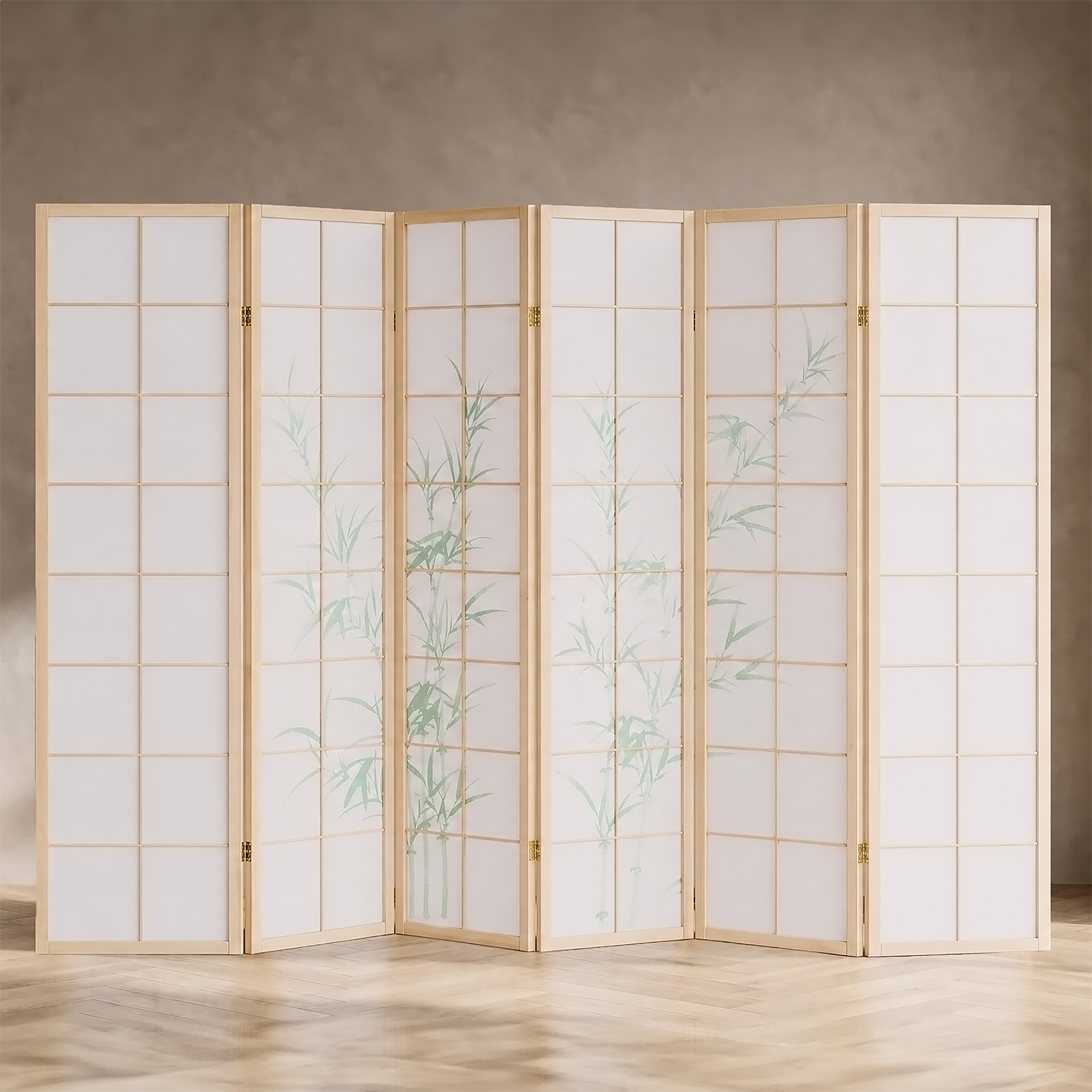 Paravent Natural Bamboo | 6-panel | Wood | Shoji Room Divider | Partition Privacy Screen