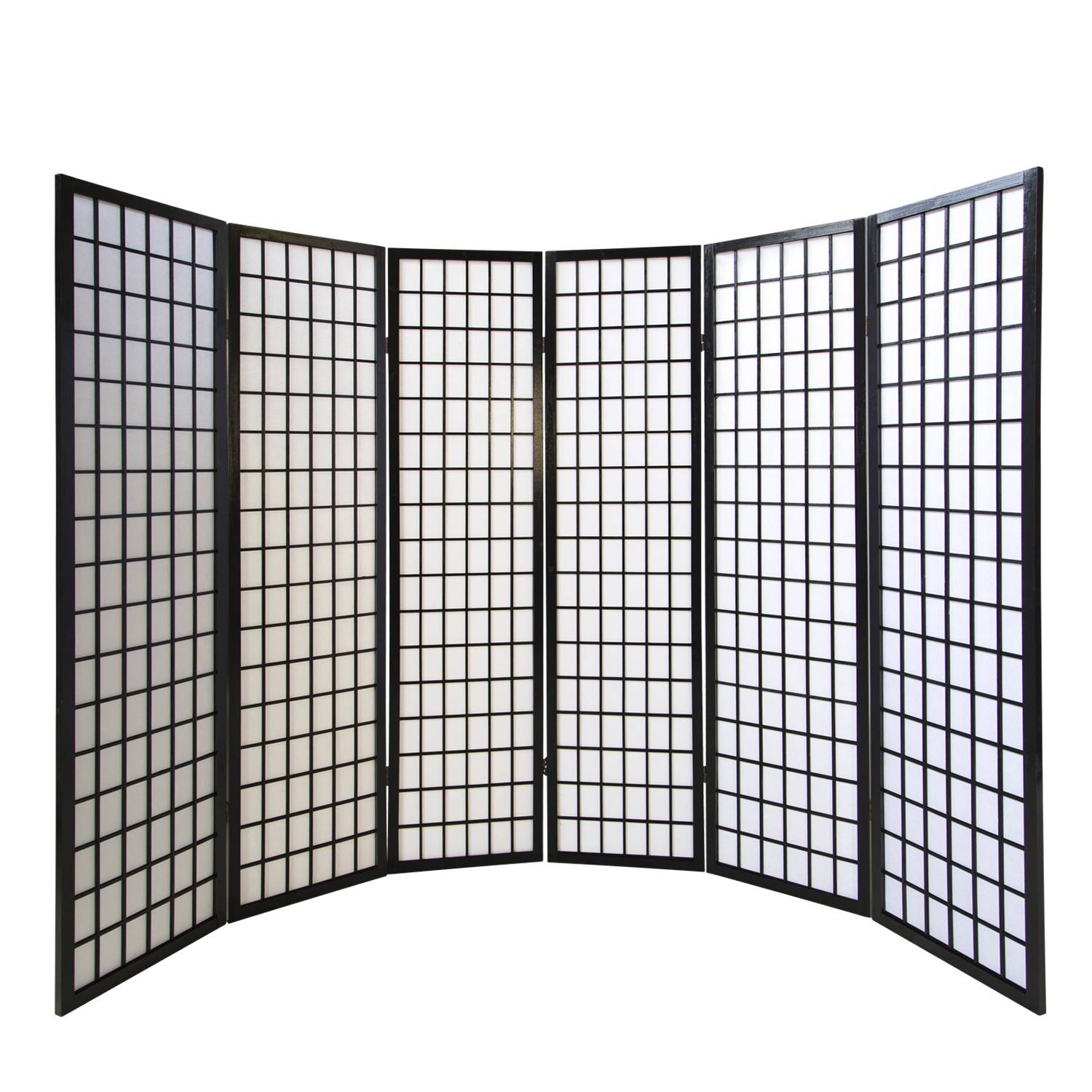 Paravent Black Shoji Rice Paper White | 6-panel | Wood | Room Divider Partition Privacy Screen