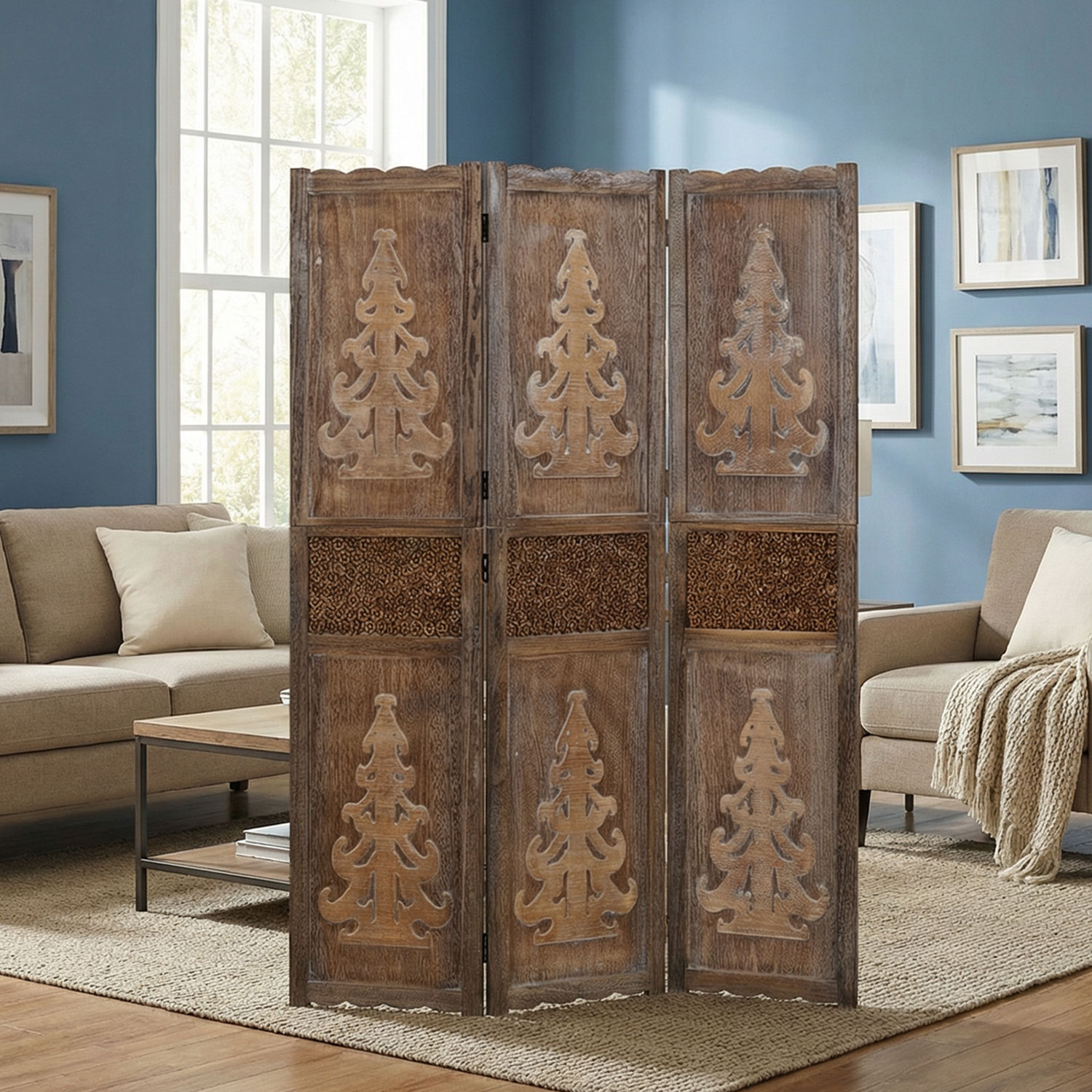 Paravent Brown Decorations | 3-panel | Wood | Room Divider Partition Privacy Screen