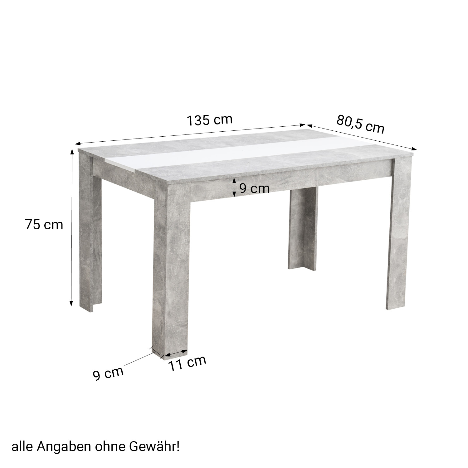 Dining Table Wooden Kitchen Table Several Colours 135x80 cm Wood Solid