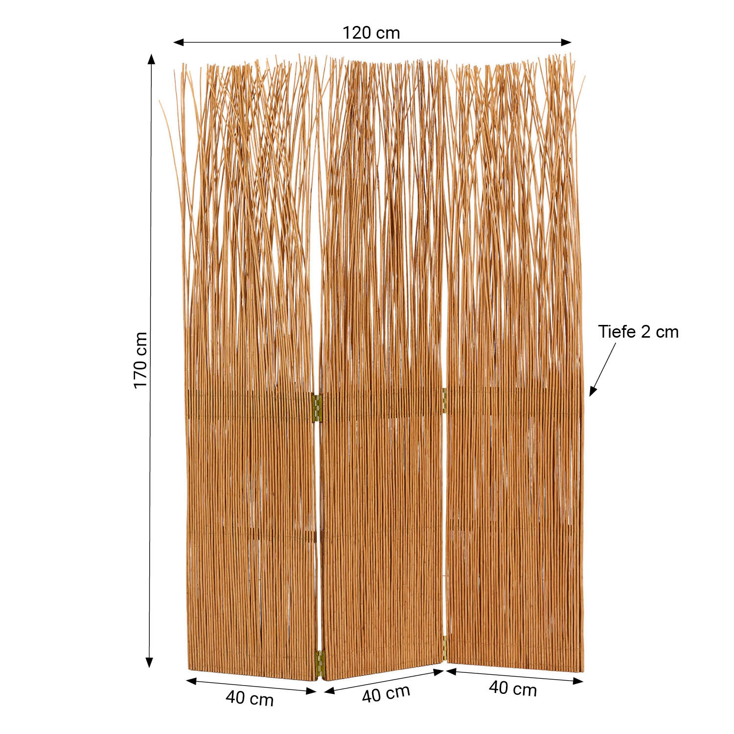 Paravent Willow Natural | 3-panel | Room Divider Partition Privacy Screen