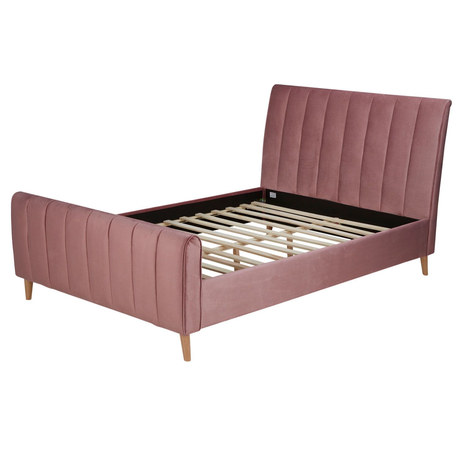 Upholstered Bed Fabric Double Bed 140x200 cm with Slatted Frame Old Pink