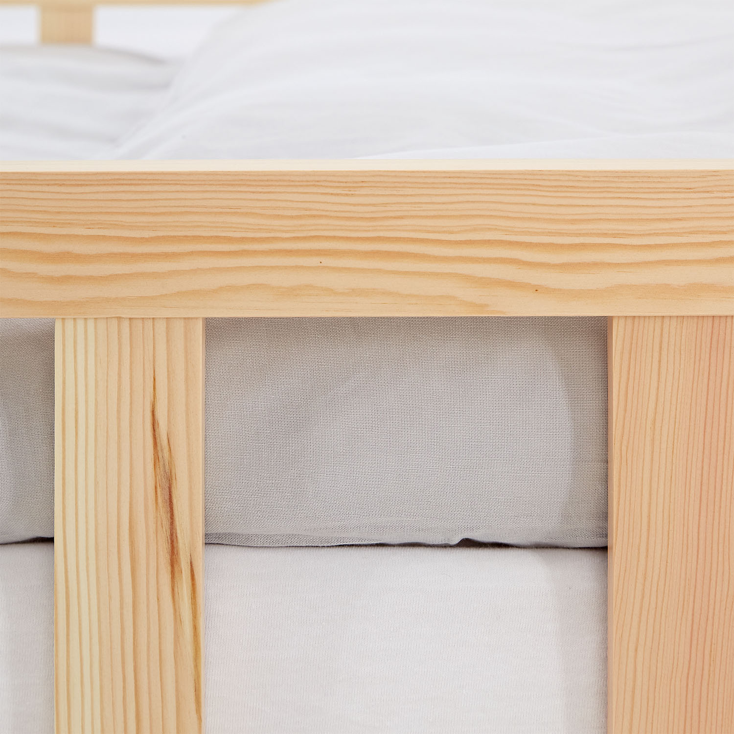 Children's Bed 120x200 Natural | Floor Bed with Mattress & Slatted Frame | with Fall Protection | Montessori