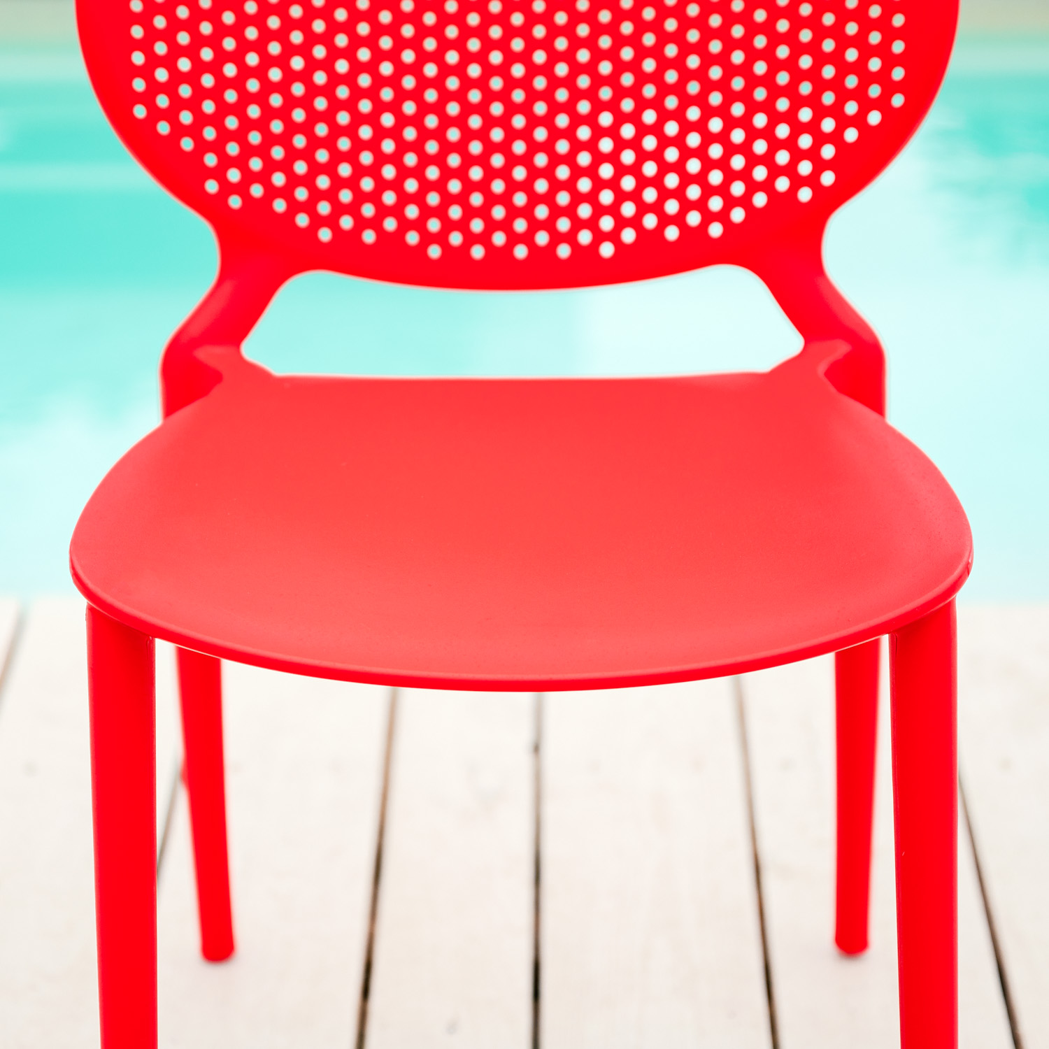 Modern Garden chair Set of 4 Red Camping chairs Outdoor chairs Plastic Stacking chairs Kitchen chairs