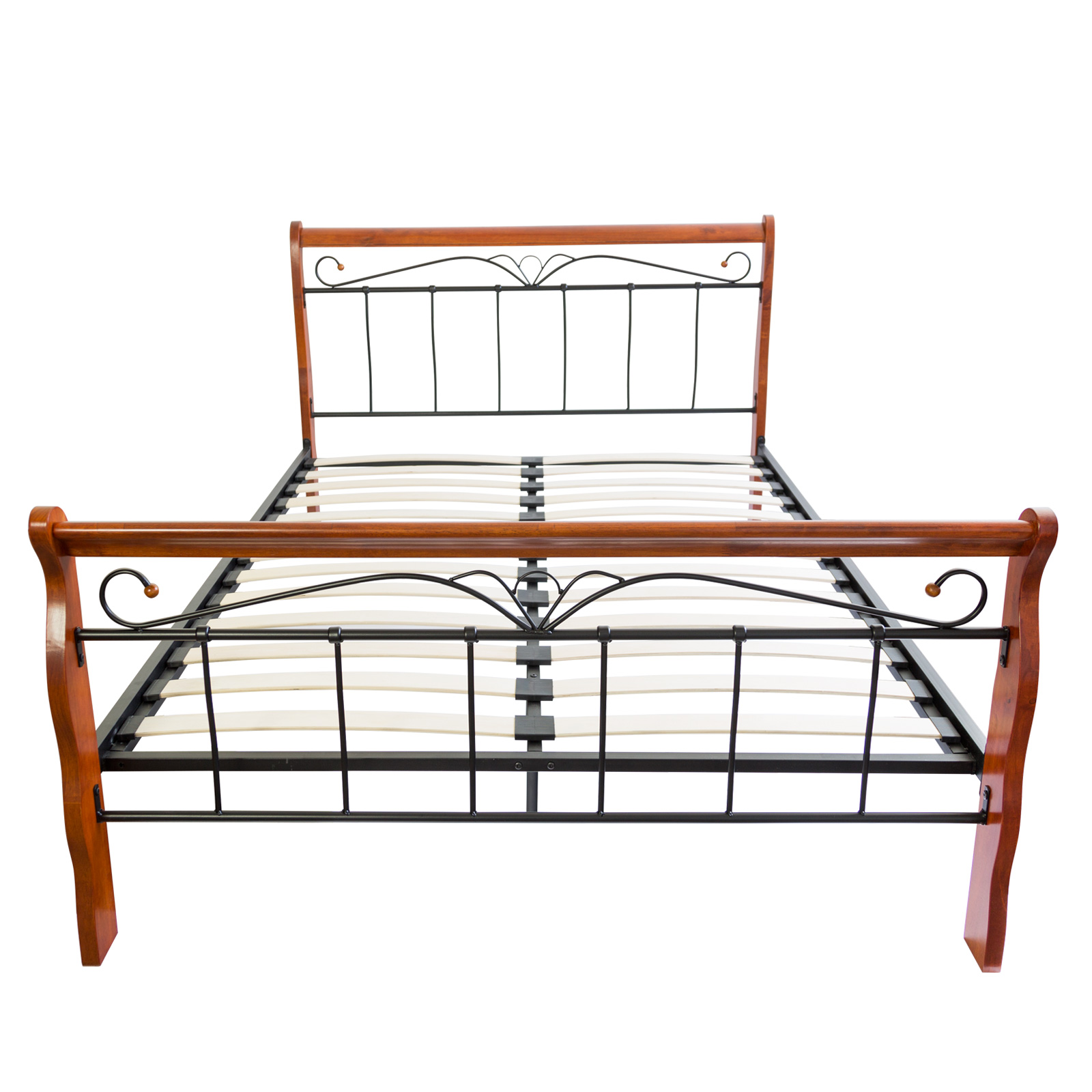 Metal bed 140 160 180 x 200 Bed frame with slatted frame Double Bed Wood Black Brown