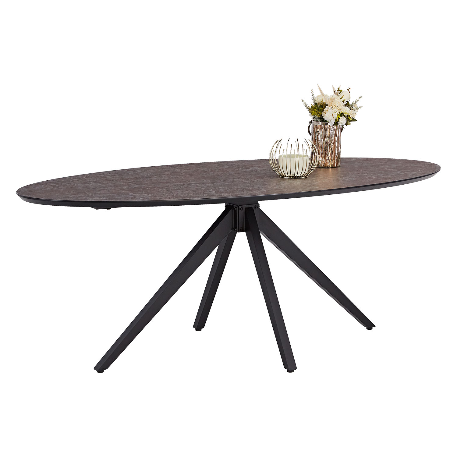 Modern Dining Table Oval Kitchen Table 200 cm Brown Black Table 8 Seater Industrial Look