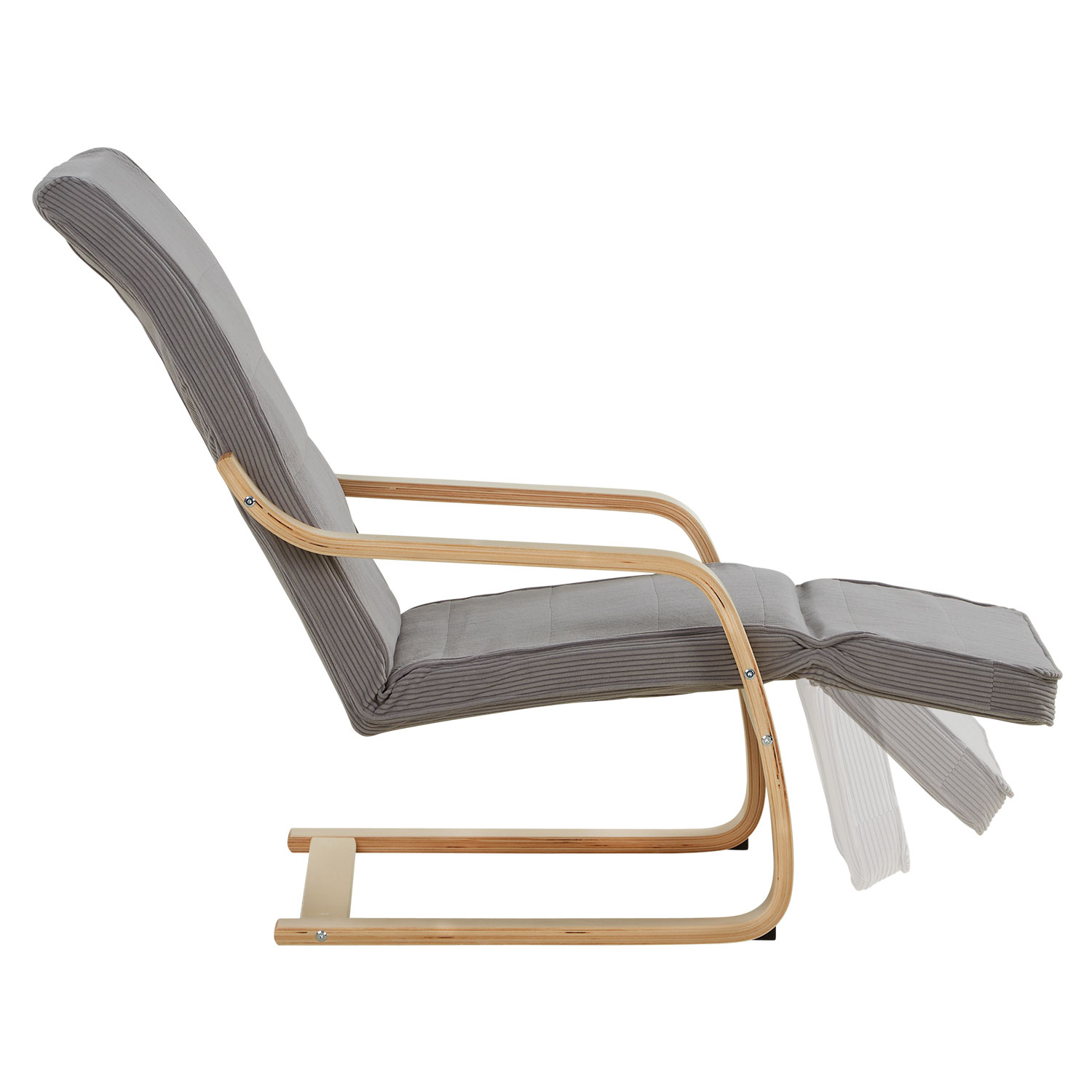 Relaxsessel Cord Dunkelgrau | with Footrest | Natural Wood | Glider Rocking Chair Nursing Chair Recliner