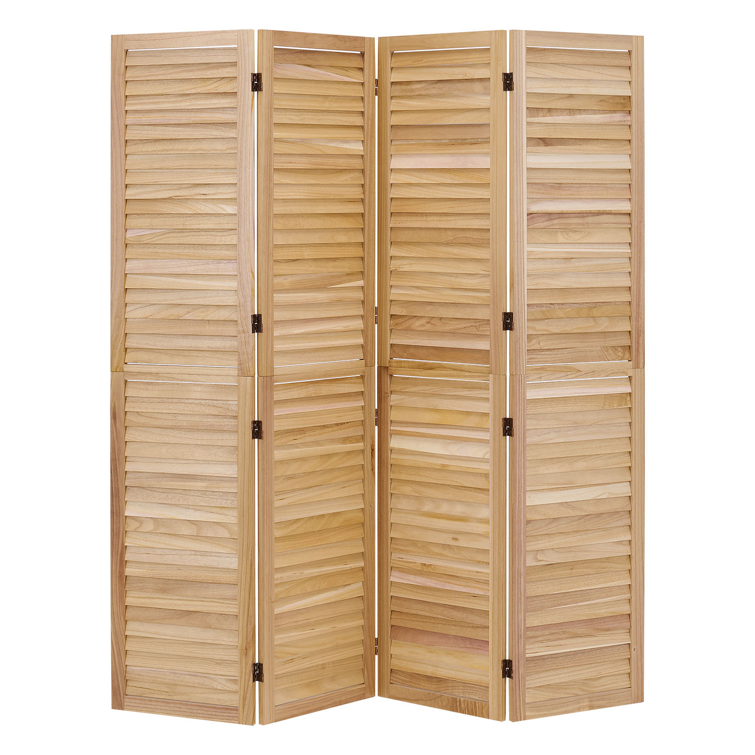 4-Panel "Natur" Folding Screen – Wooden Room Divider & Privacy Screen with Slats