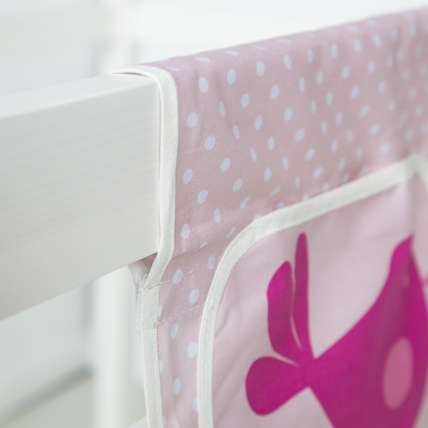 Loft Bed Kids 90x200 cm White with Curtain Pink Rose | Tower | Slide | without Slatted Frame