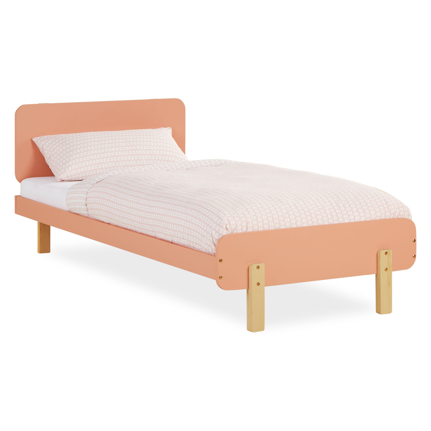 Wood Bed 90x200 cm Red Natural | Retro Bed | Single Bed | with Slatted Frame | Kids Youth Guest Bedroom Single bed 90x200 cm White Red Green Wooden Bed frame Kids bed Childrens bed Guest bed Mattress  Slatted frame