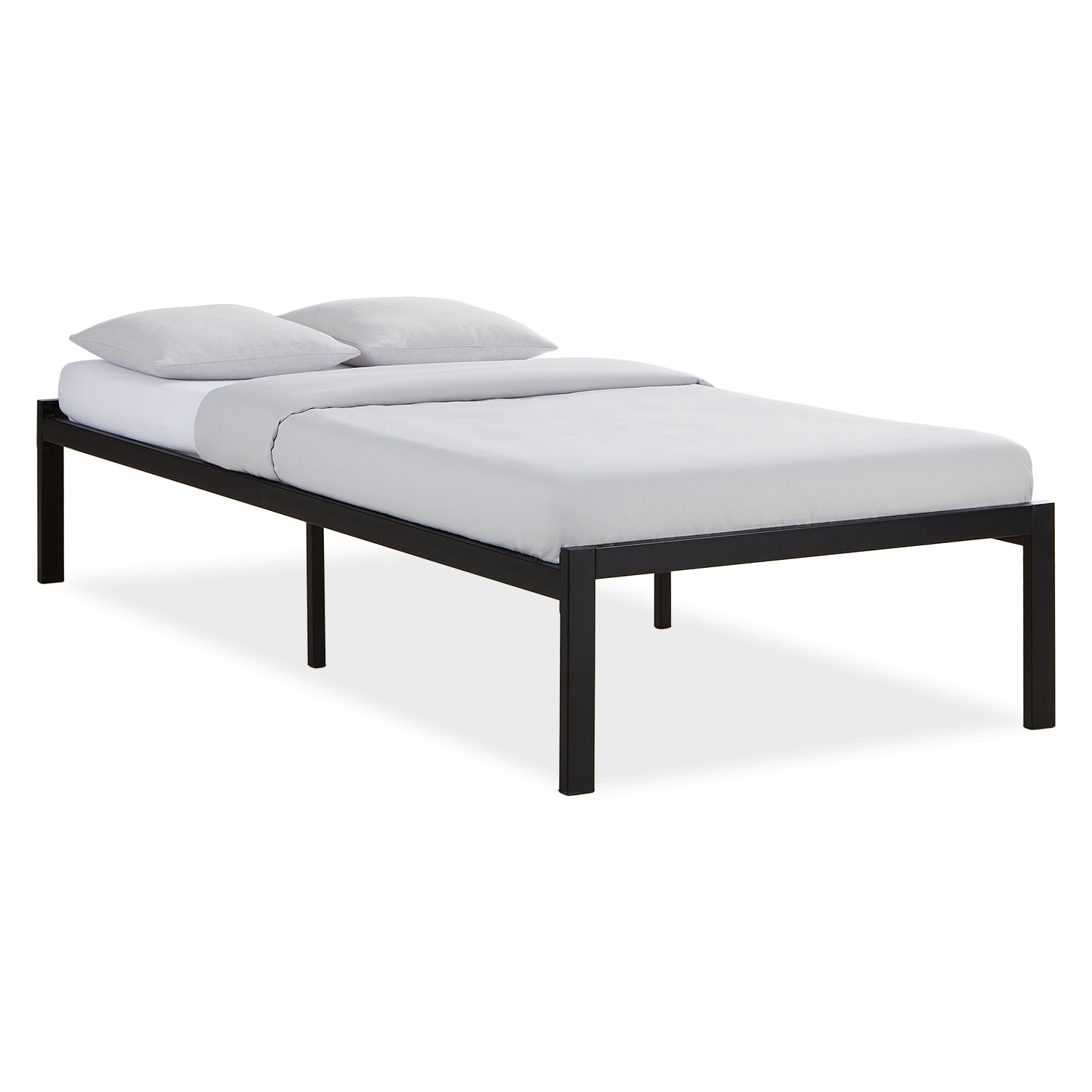 Solid Metal Bed 90 140 x 200 cm Slatts Mattress Single Bed Double Bed Black Futon Bed Platform Bed Frame Guest Bed 