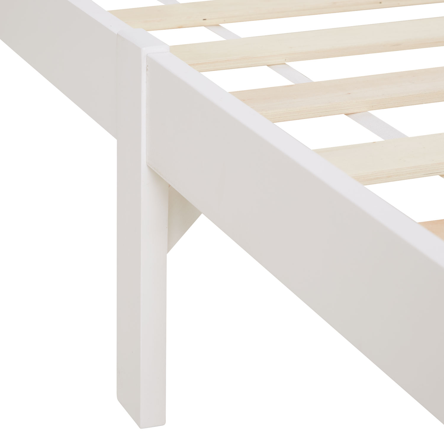 Wooden Bed 90x200 cm White/Natural – Single Bed in Scandinavian Style, Includes Slatted Base