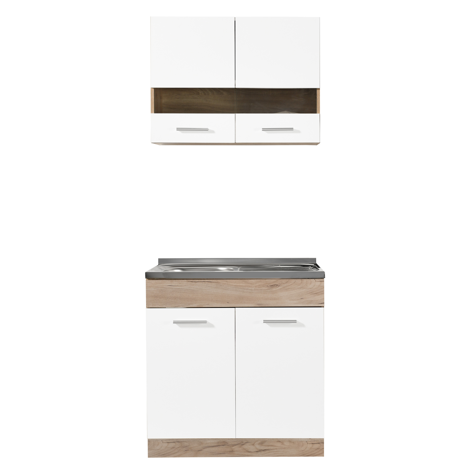 Kitchen Unit without Appliances 80 cm White | Oak | Single Kitchen | Mini Kitchen | Kitchen Element