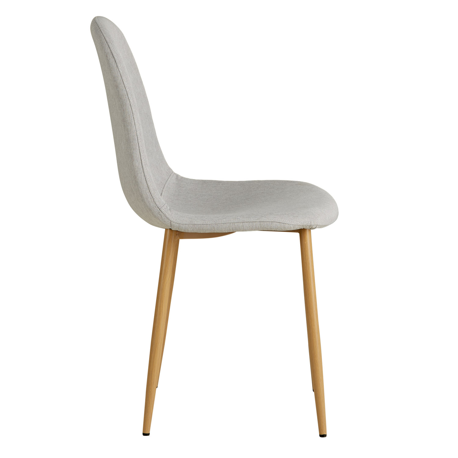 Set of 6 Upholstered Linen Chairs in Gray with Rounded Backrests – Modern Dining Chairs Without Armrests