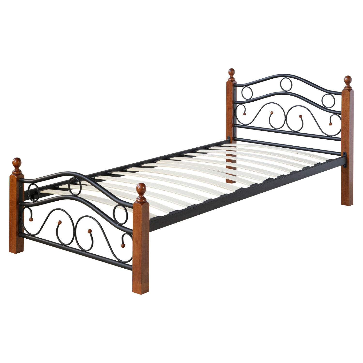 Metal Bed 90x200 Black Daybed Single Bed Youth Bed with Slatted Frame