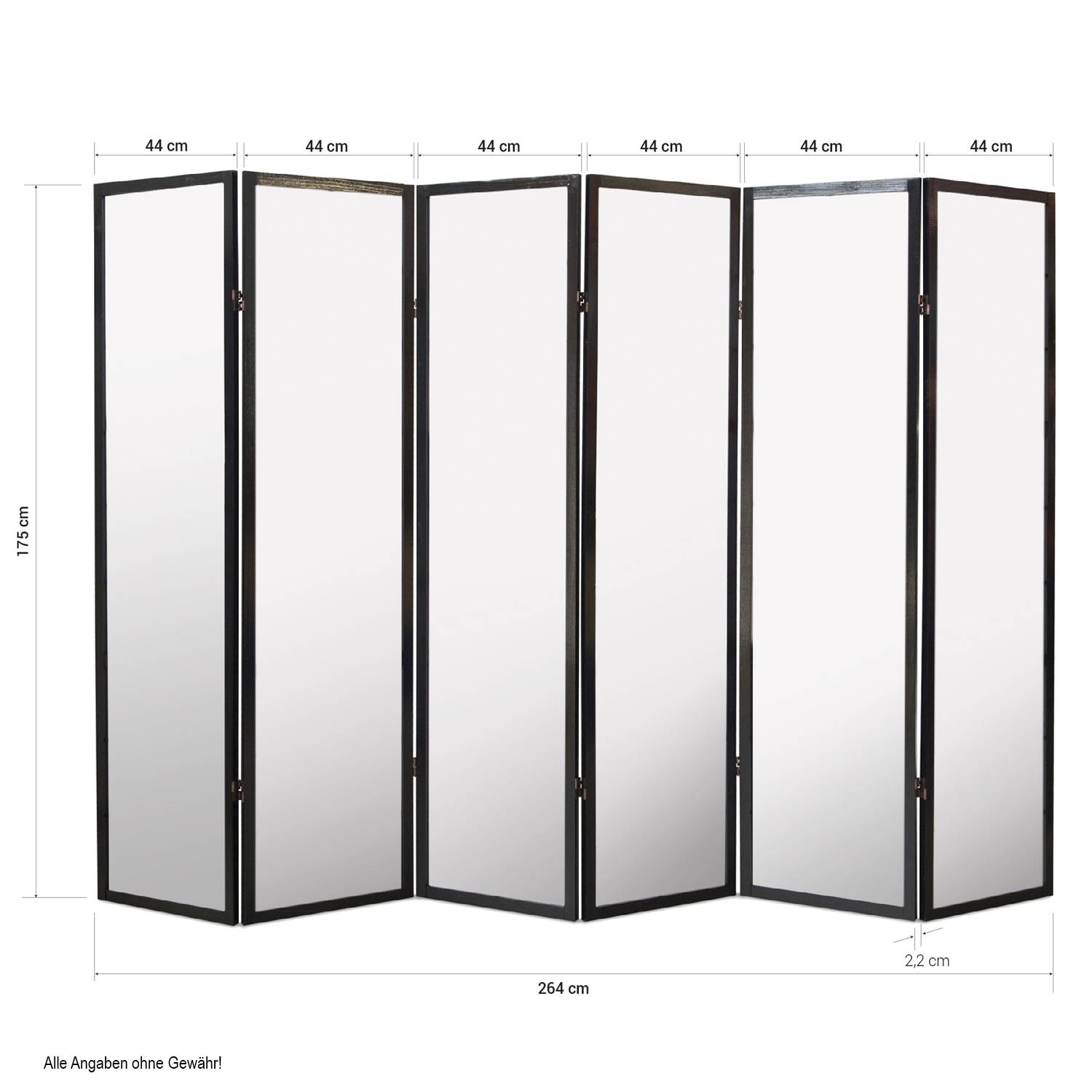 Paravent Black Shoji Rice Paper White | 6-panel | Wood | Room Divider Partition Privacy Screen