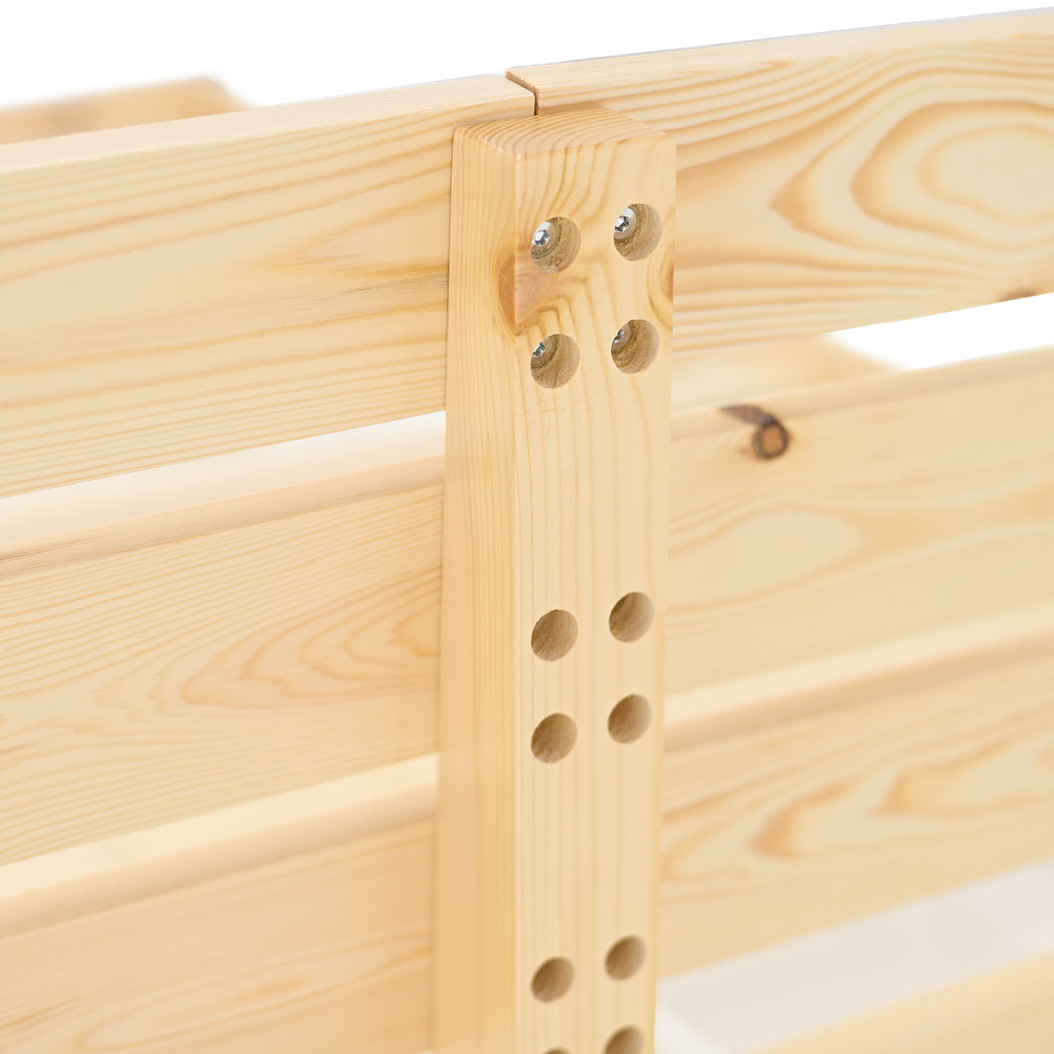 Wood Bed 140x200 cm Natural | Double Bed with Storage 2 Drawers | with Slatted Frame | Solid | Kids Youth Guest Bedroom