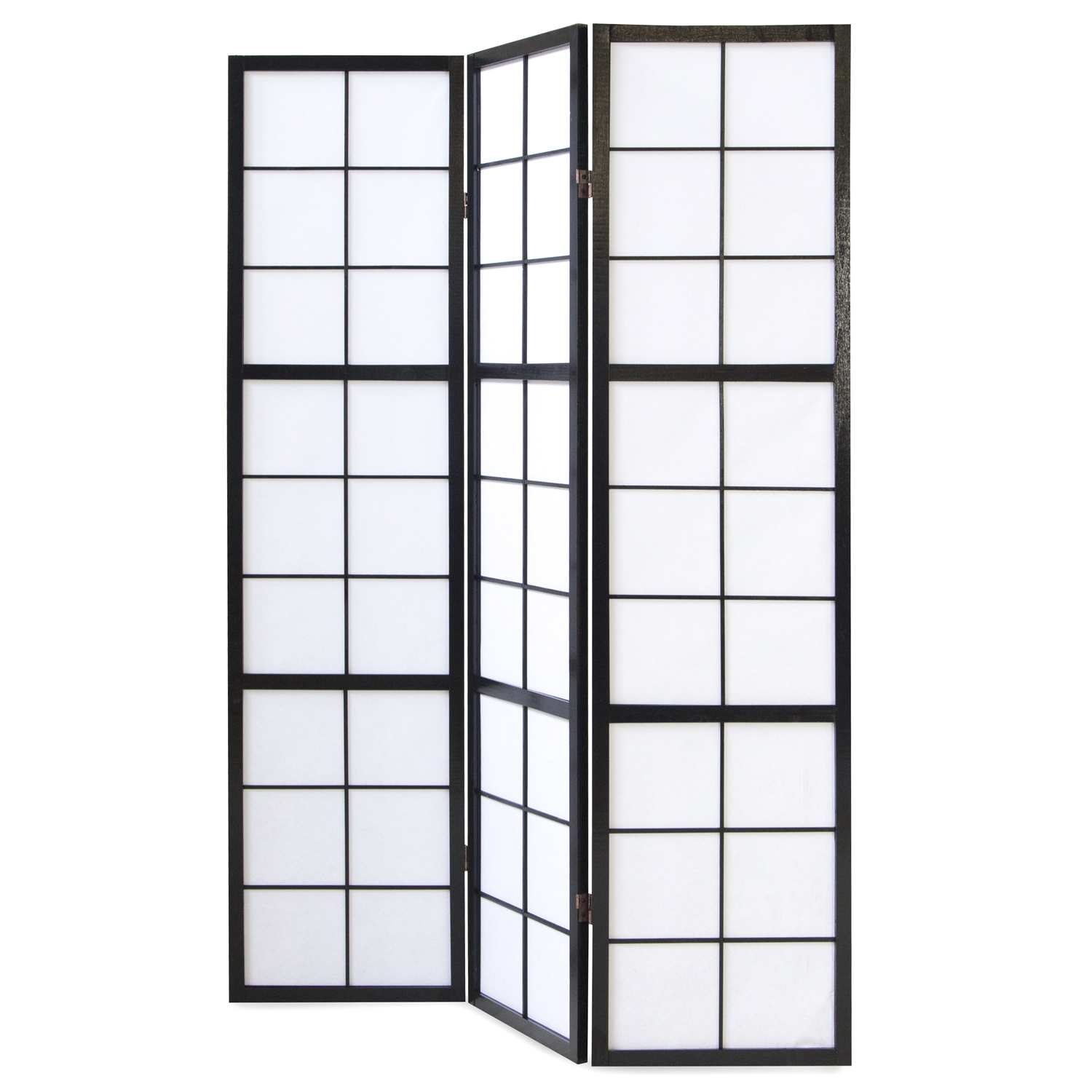 Paravent room divider 3 parts partition wall Shoji Foldable Black