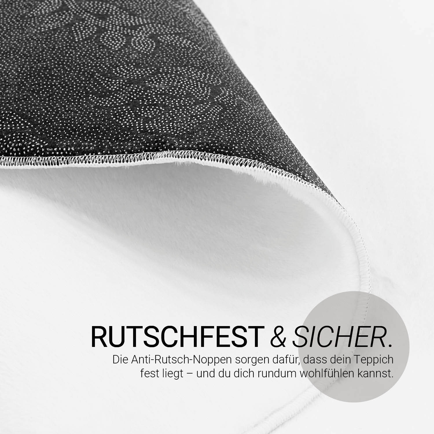 Soft White Rug 120x180 cm – Modern Short Pile Living Room Rug – Non Slip Bedroom Carpet – Washable Fluffy Area Rug