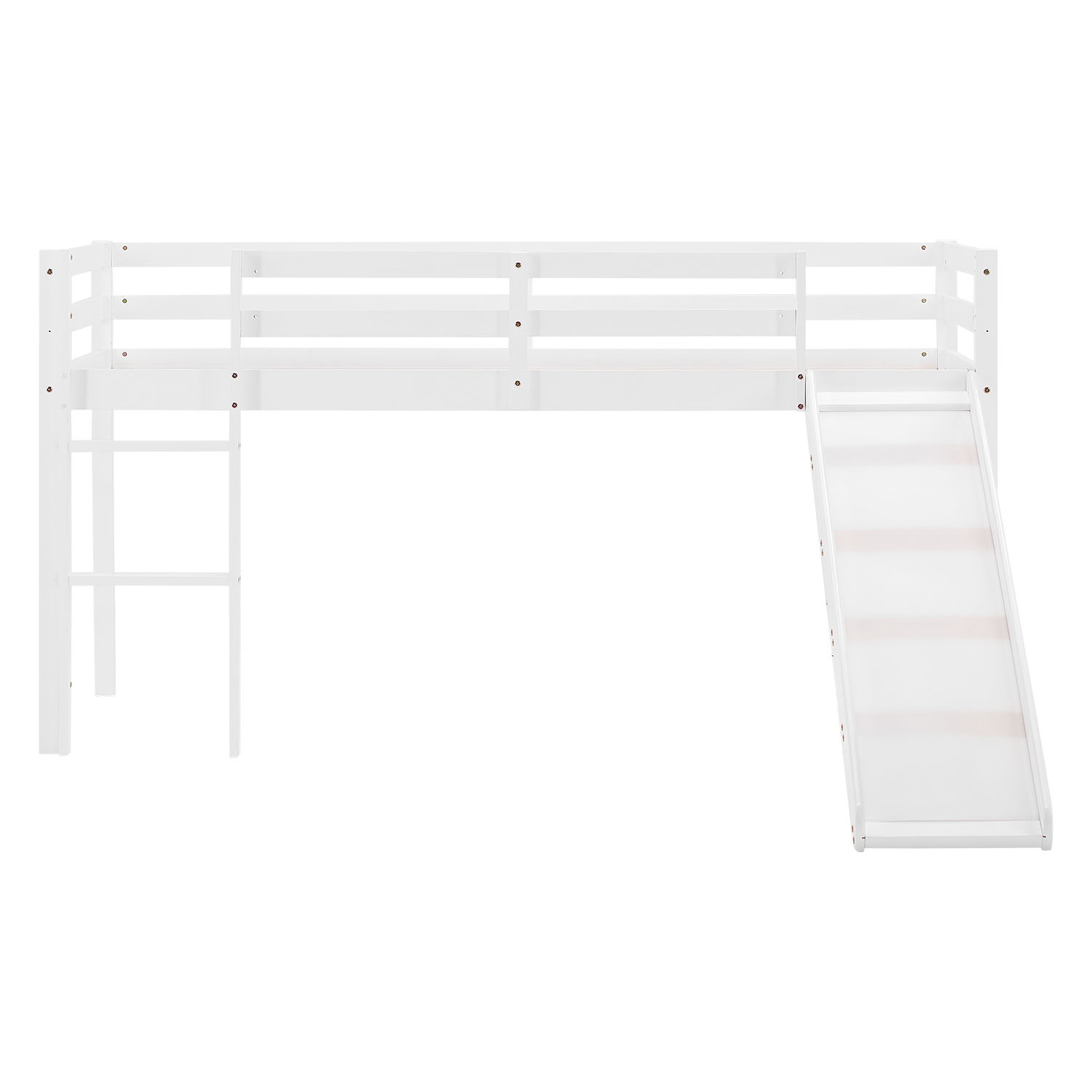 Loft Bed Kids 90x200 cm White | Slide | without Slatted Frame